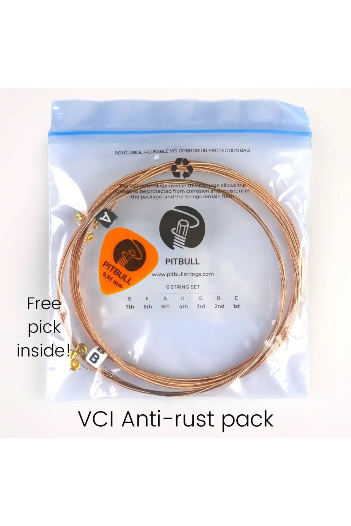 Pitbull Strings-Coated Series Acoustic Guitar String Cag 10-47 Sl 3P Csw 6