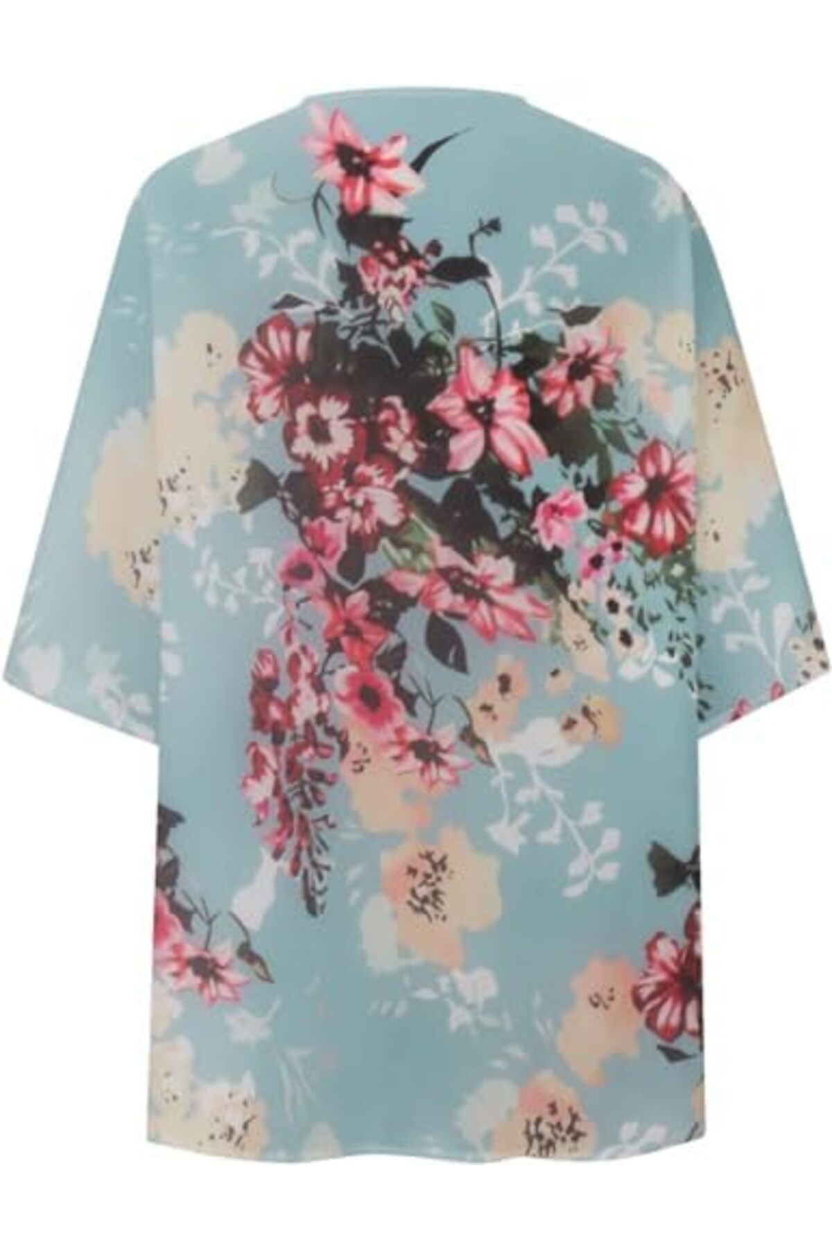 كارديجان كيمونو صيفي فضفاض طويل للنساء من بونكا (أزرق فاتح مزهر)