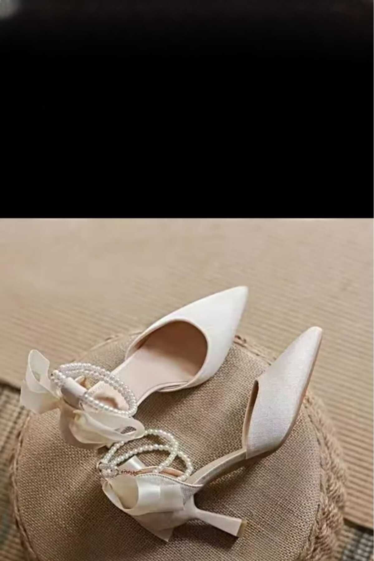 Modavien-Pantofi de mireasa de dama 7 cm bej cu perle 5