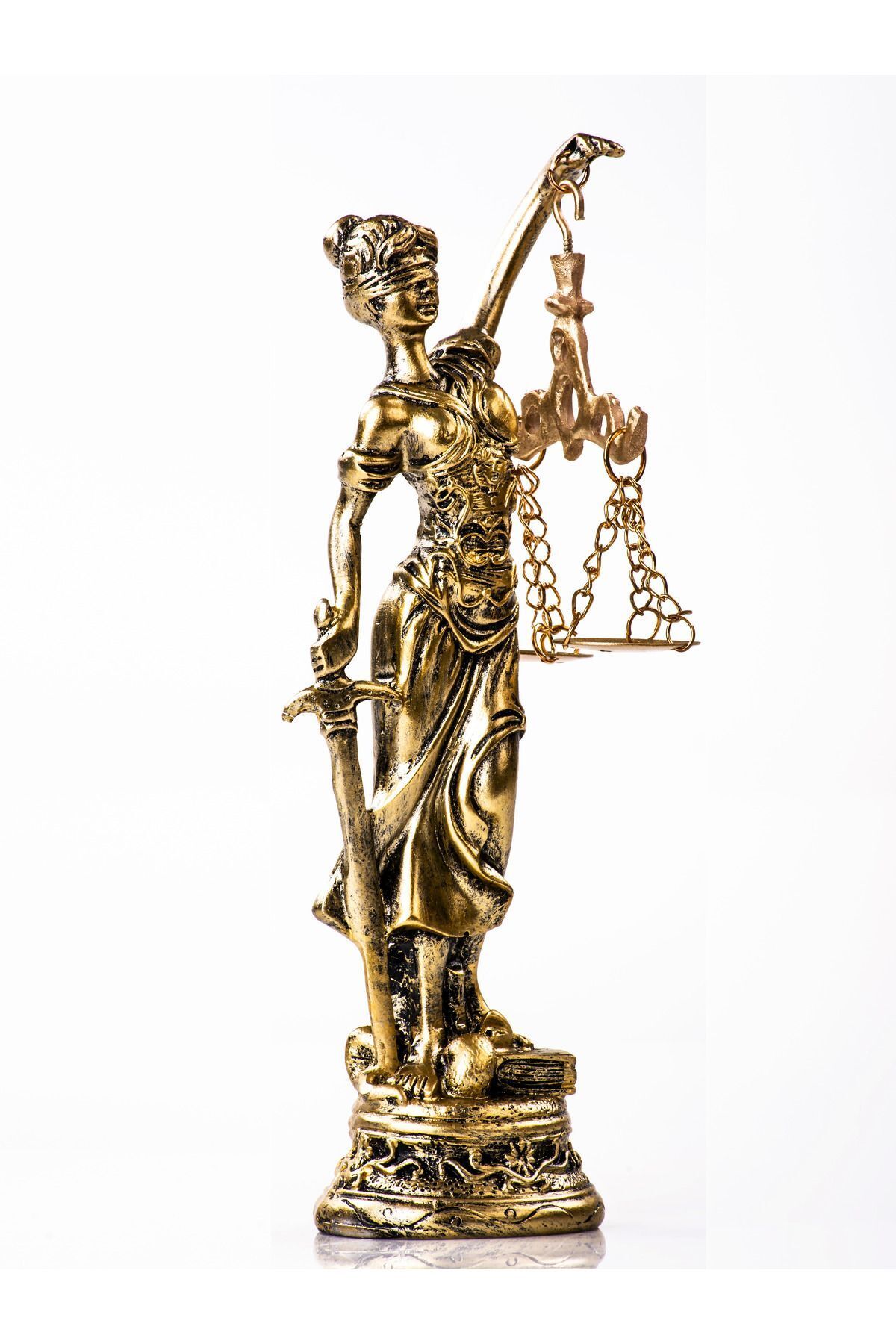 teknotrust Adalet Terazisi Heykeli Themis 18cm hediyelik avukat hakim dekoratif antik gold