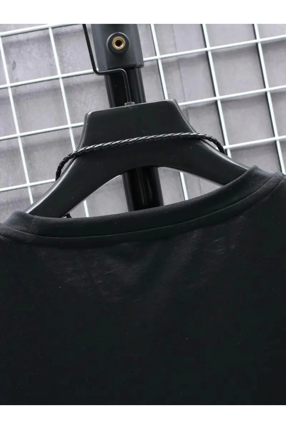 Baskılı Oversize Bisiklet Yaka T-shirt - Siyah