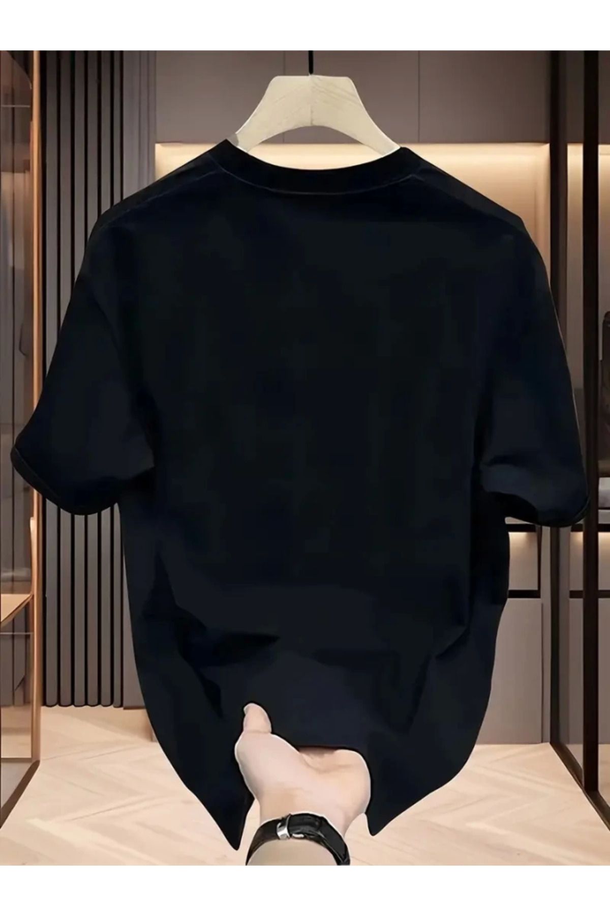 Albayrak Baskılı Oversize Bisiklet Yaka T-shirt - Siyah