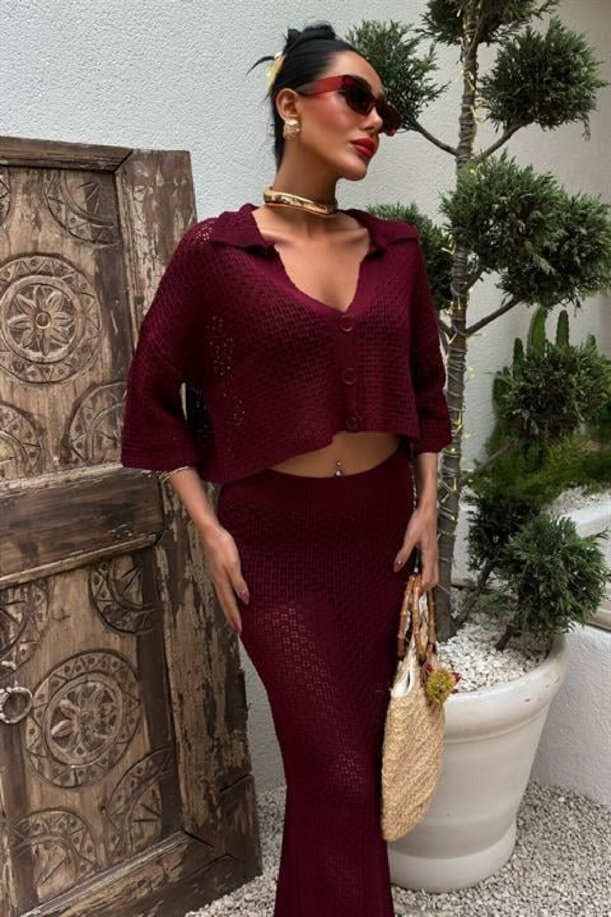 modaserdem-Jenny Openwork Skirt Suit 9800-0025 3