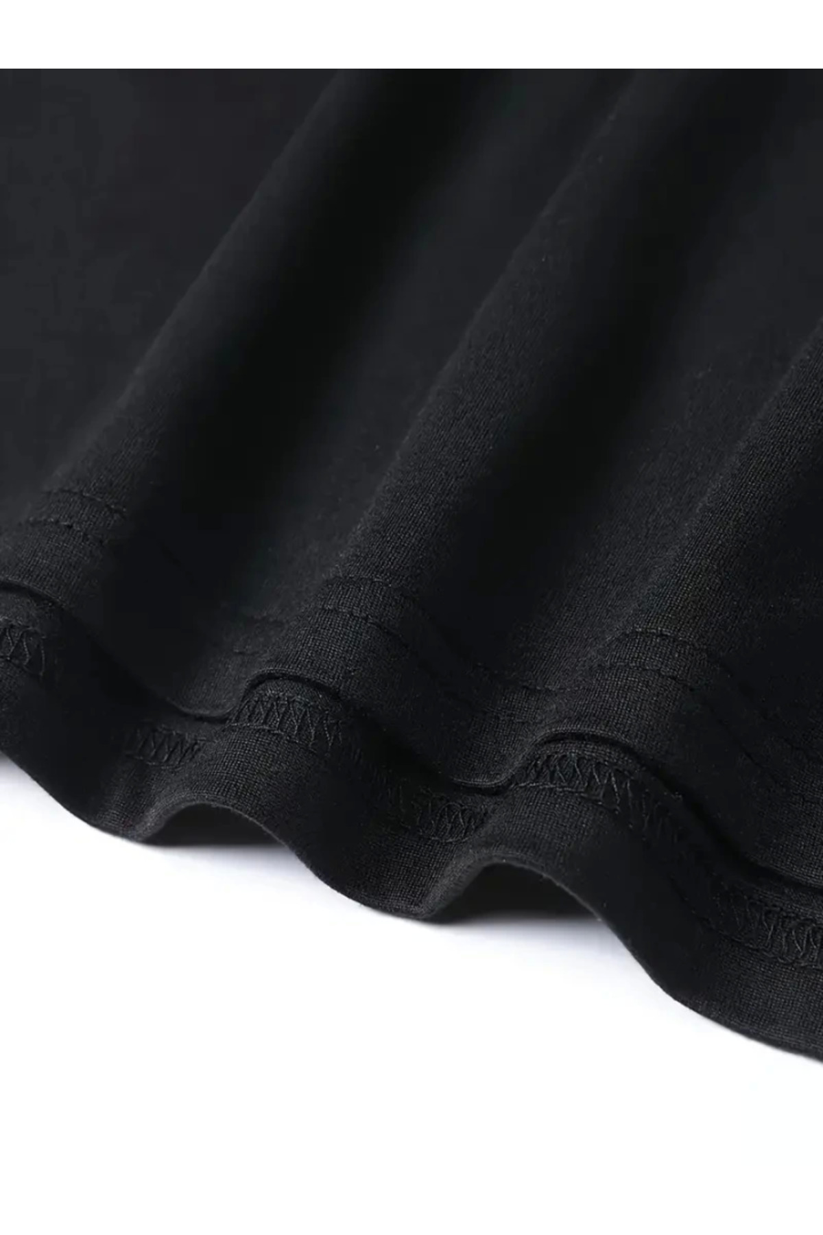 Baskılı Oversize Bisiklet Yaka T-shirt - Siyah