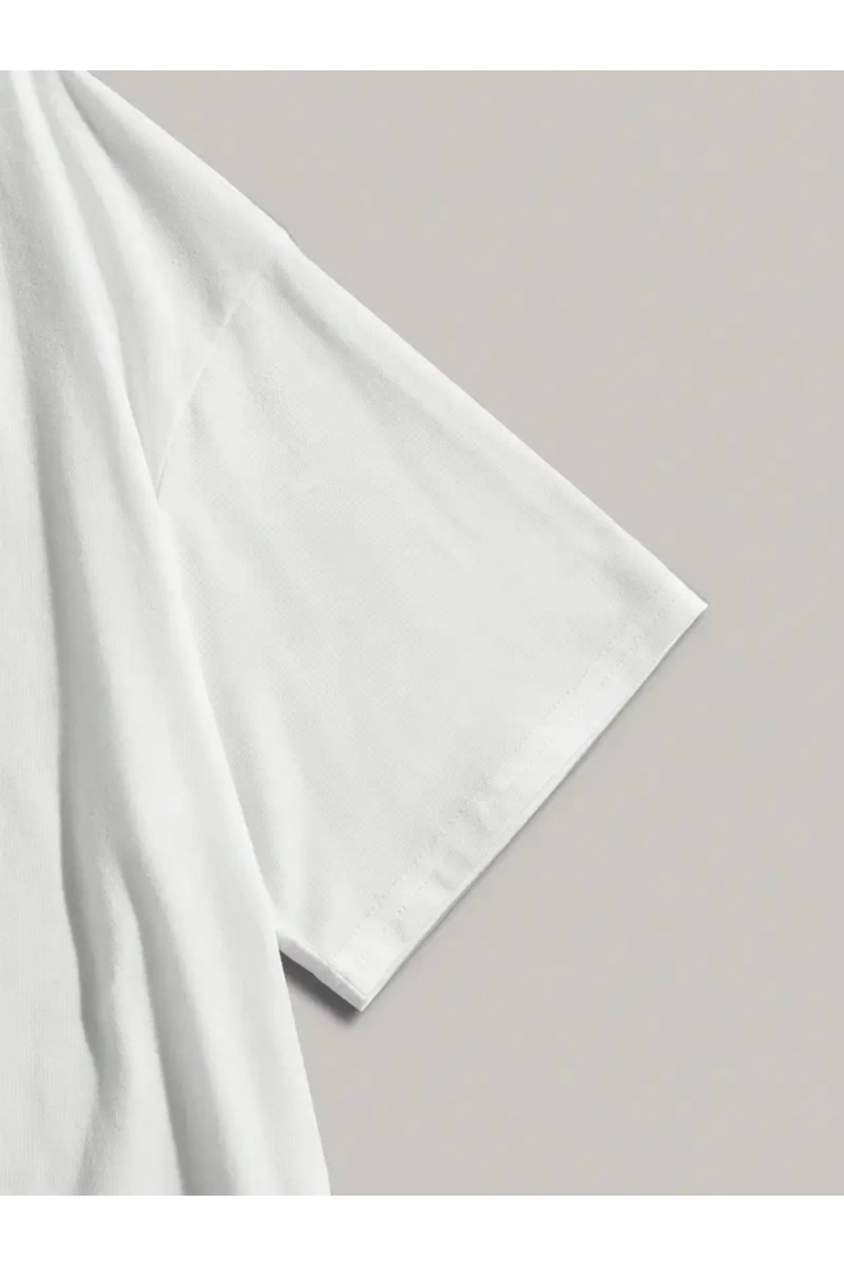 Baskılı Oversize Bisiklet Yaka T-shirt - Beyaz