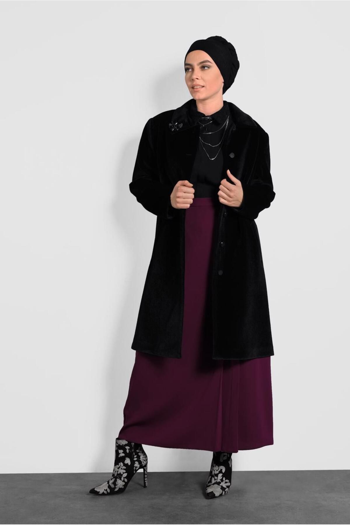 مانتو مخملی 90089 Alvina