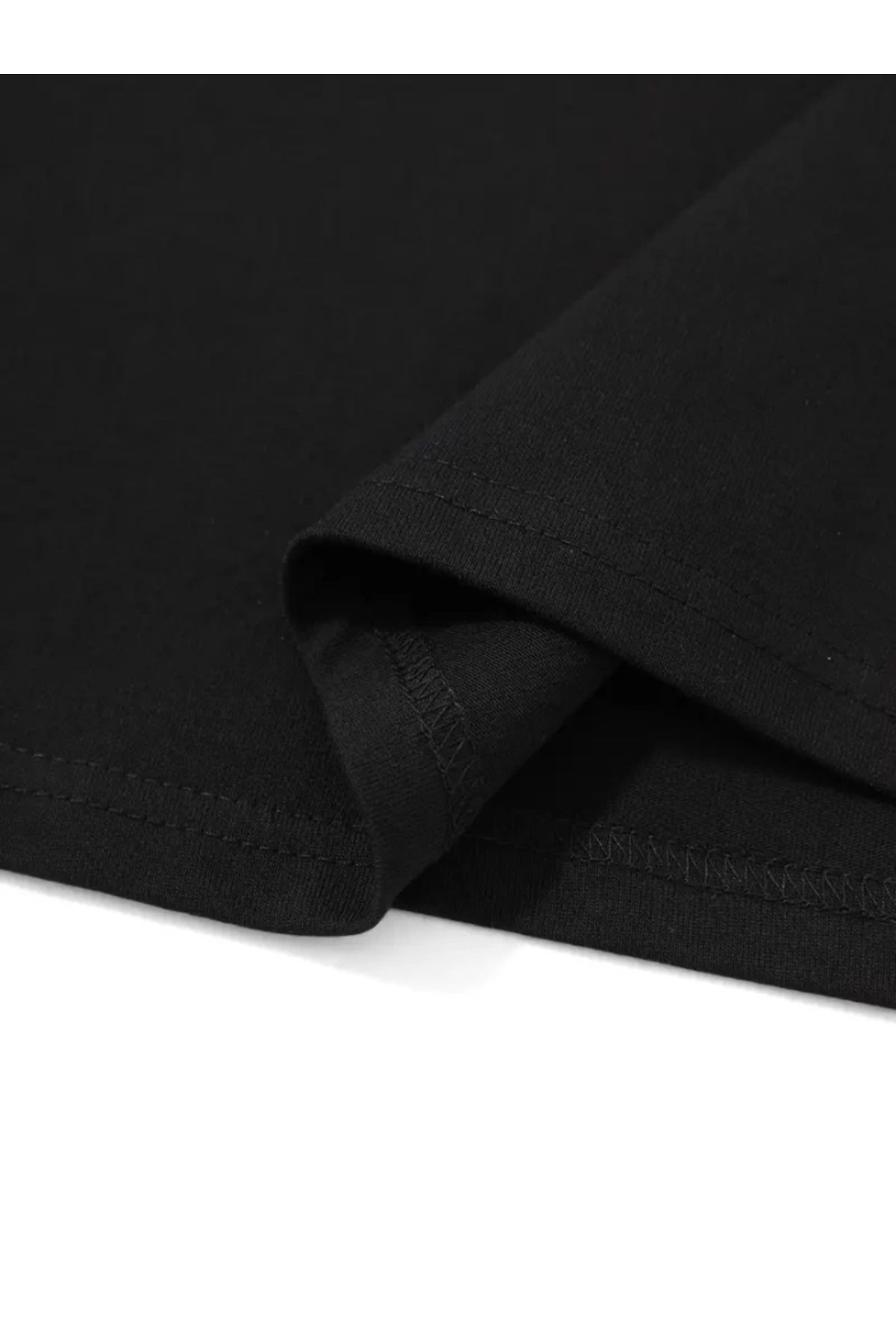 Moka Shopin MokaShopin Baskılı Oversize Bisiklet Yaka T-shirt - Siyah