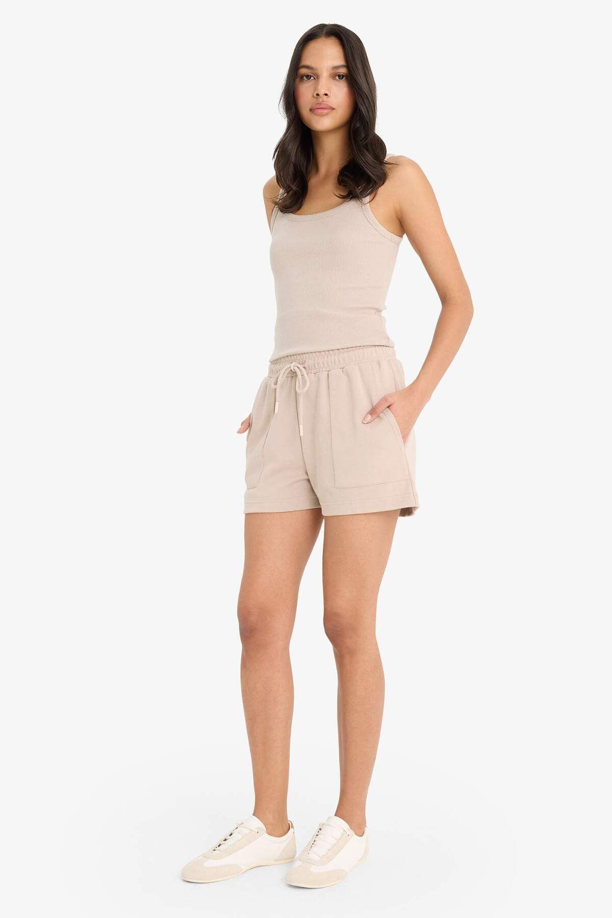 DeFacto-Regular Fit Stretchy Waisted Lace up Bermuda Shorts D3327Ax25Sp 3