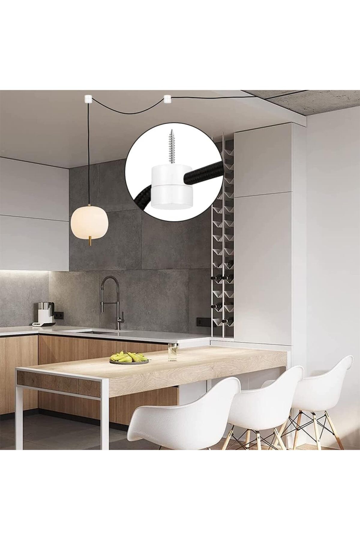 fulina-6 Pack Ceiling Hooks, Easy To Install & Reusable, Wide Application for Hanging Lights with Wire 3