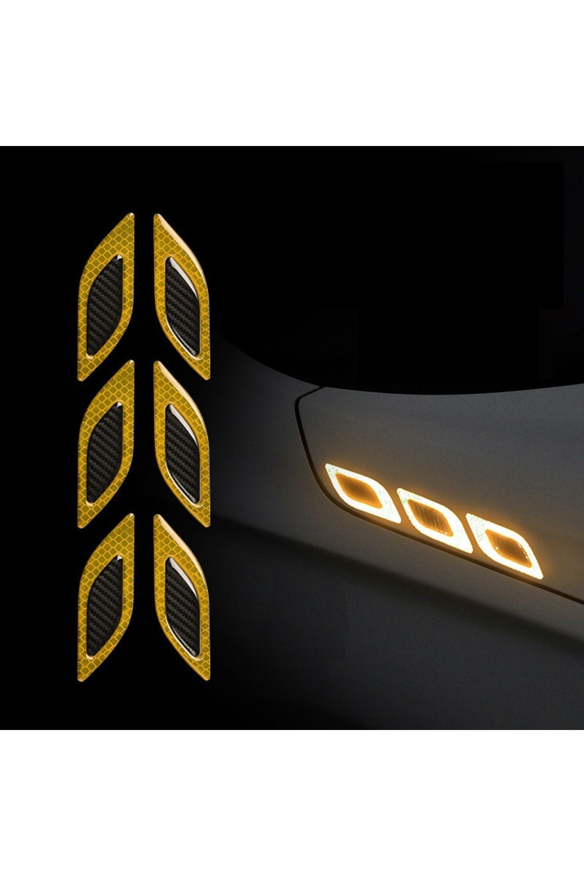 Avex Set 2 Autocolante Reflectorizante Diamond Cu Insert 5d Carbon, Culoare Galben - One Size