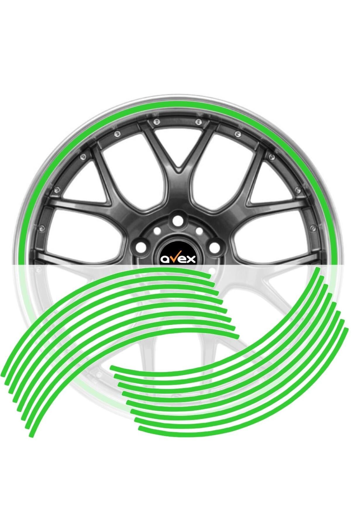 Avex Set De 16 Inele Autocolante Pentru Jantă În Culoarea Verde Lucios - One Size