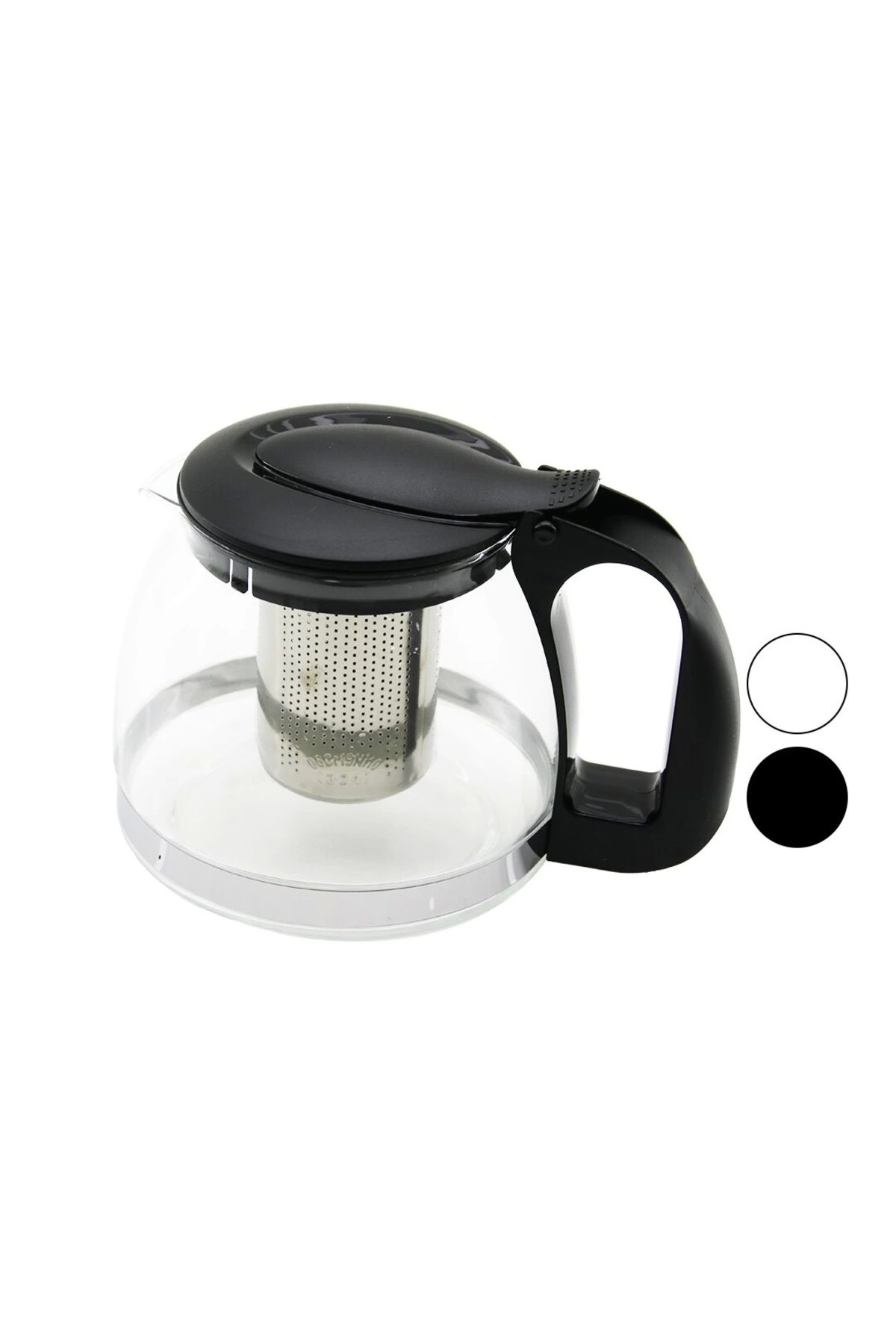 TİMİON 1250ml Cam Demlik Çelik Süzgeçli - Plastik Kulp - Kapak - Krom Çerçeve (4172)