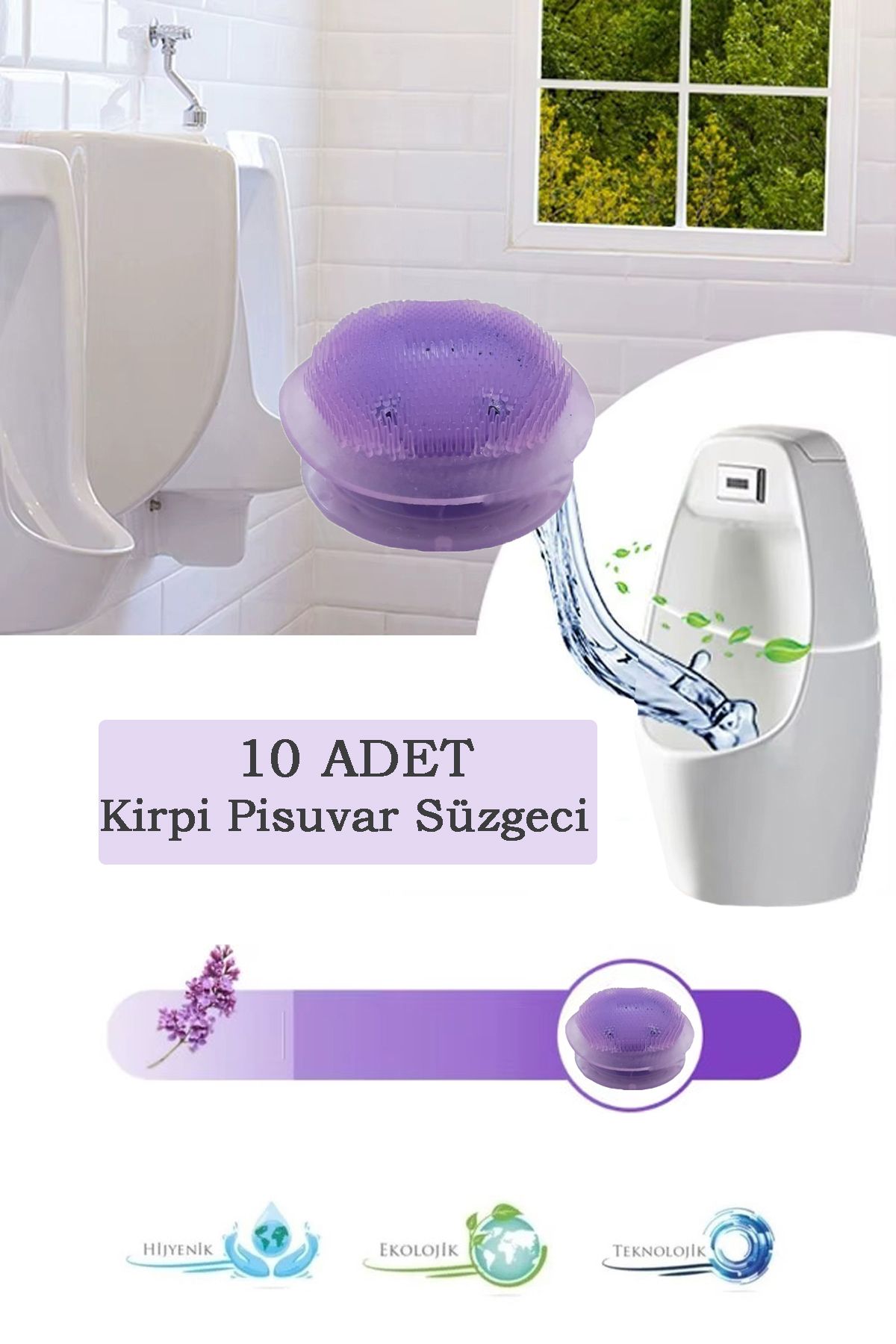 Maproworld 10 Adet Lavanta Kokulu Kirpi Pisuvar Süzgeci - Koku Giderici Kireç Çözücü Sıçrama Önleyici Tasarım