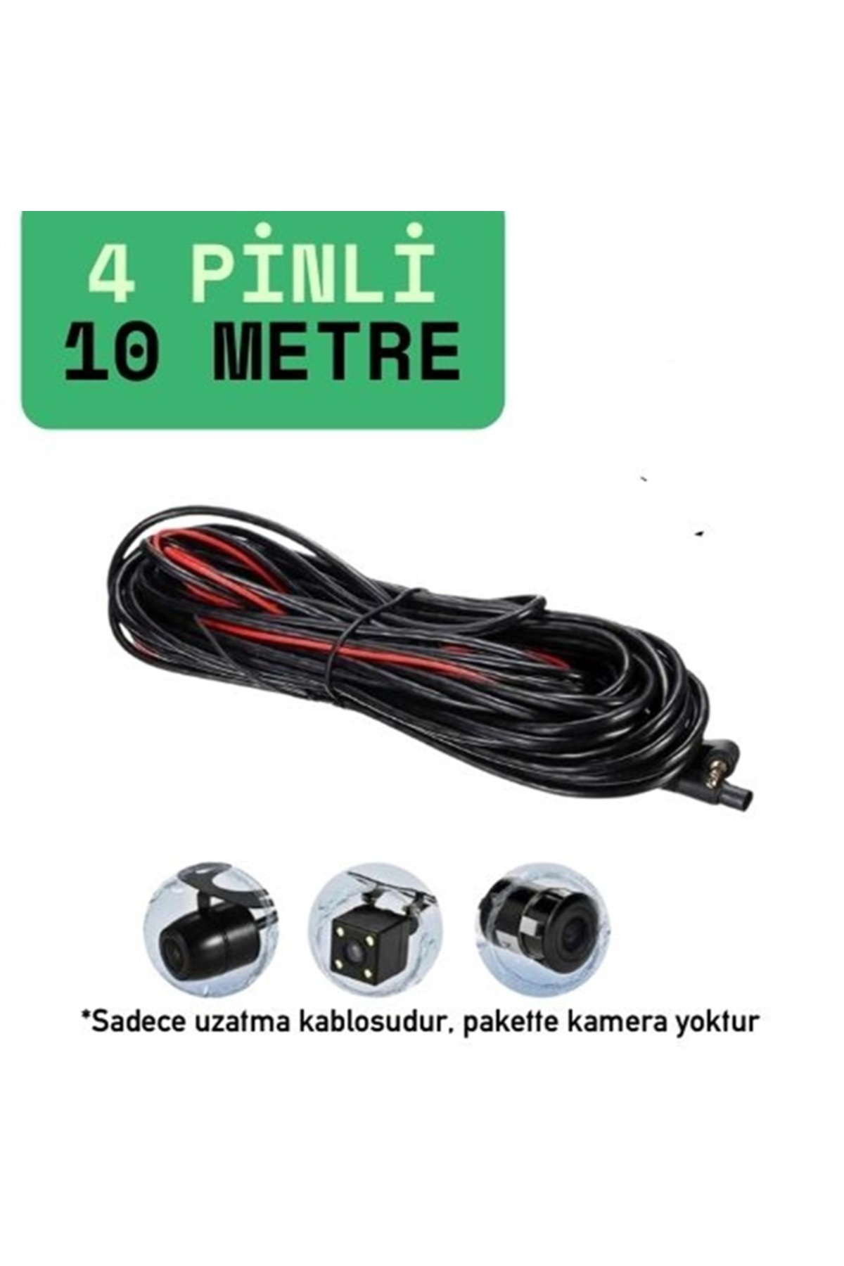 Wevolt MB-500 VE TÜM 4K MODELLERİ İÇİN Araç Kamera Kablosu 4 Pin 10M 2,5 Mm 4 Boğum Araç Kamera Kablosu