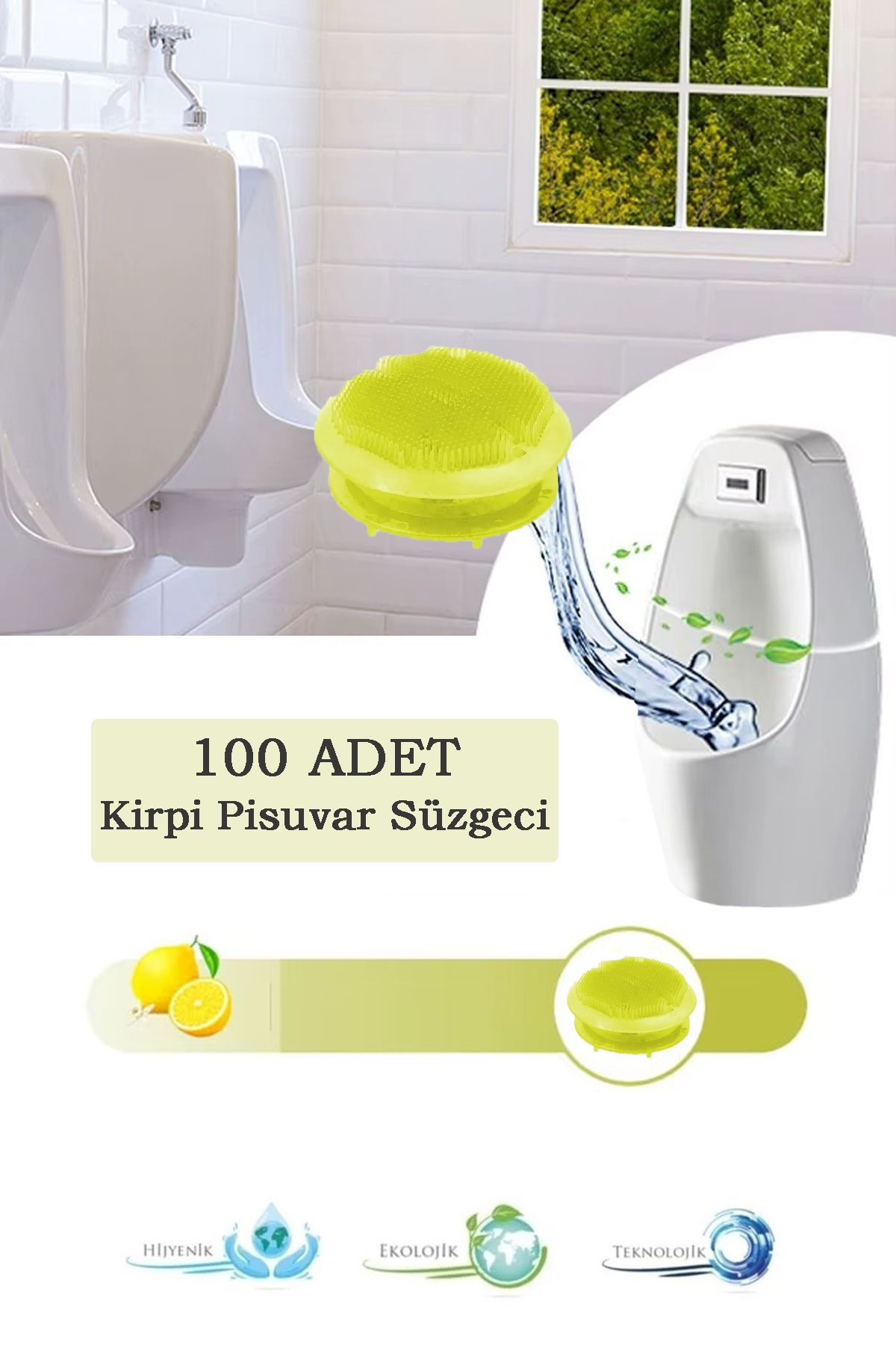 Maproworld 100 Adet Limon Kokulu Kirpi Pisuvar Süzgeci - Koku Giderici Kireç Çözücü Sıçrama Önleyici Tasarım