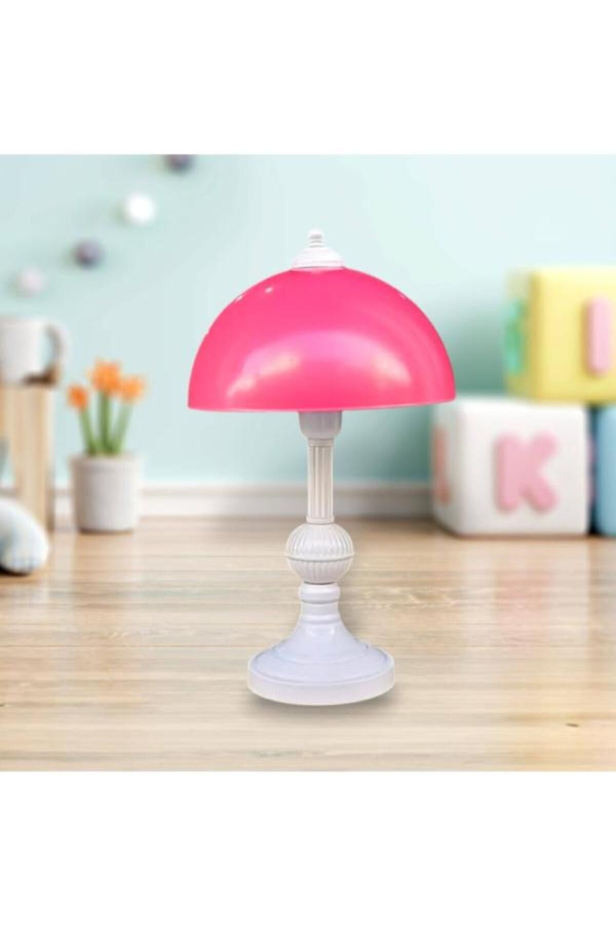 DEDE TEKLİ BANKER METAL ABAJUR BEYAZ PEMBE