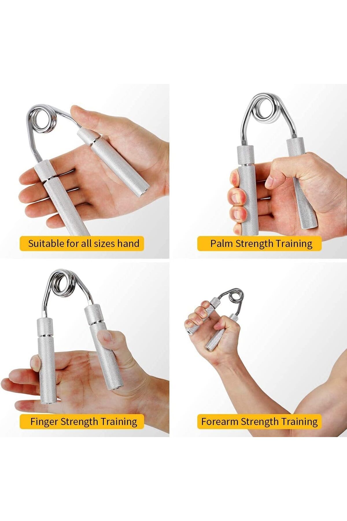 COOYA-Hand Grip Strengthener, Adjustable Resistance 50-150 Lbs, For Hand, Forearm, and Fingers, Silver 3