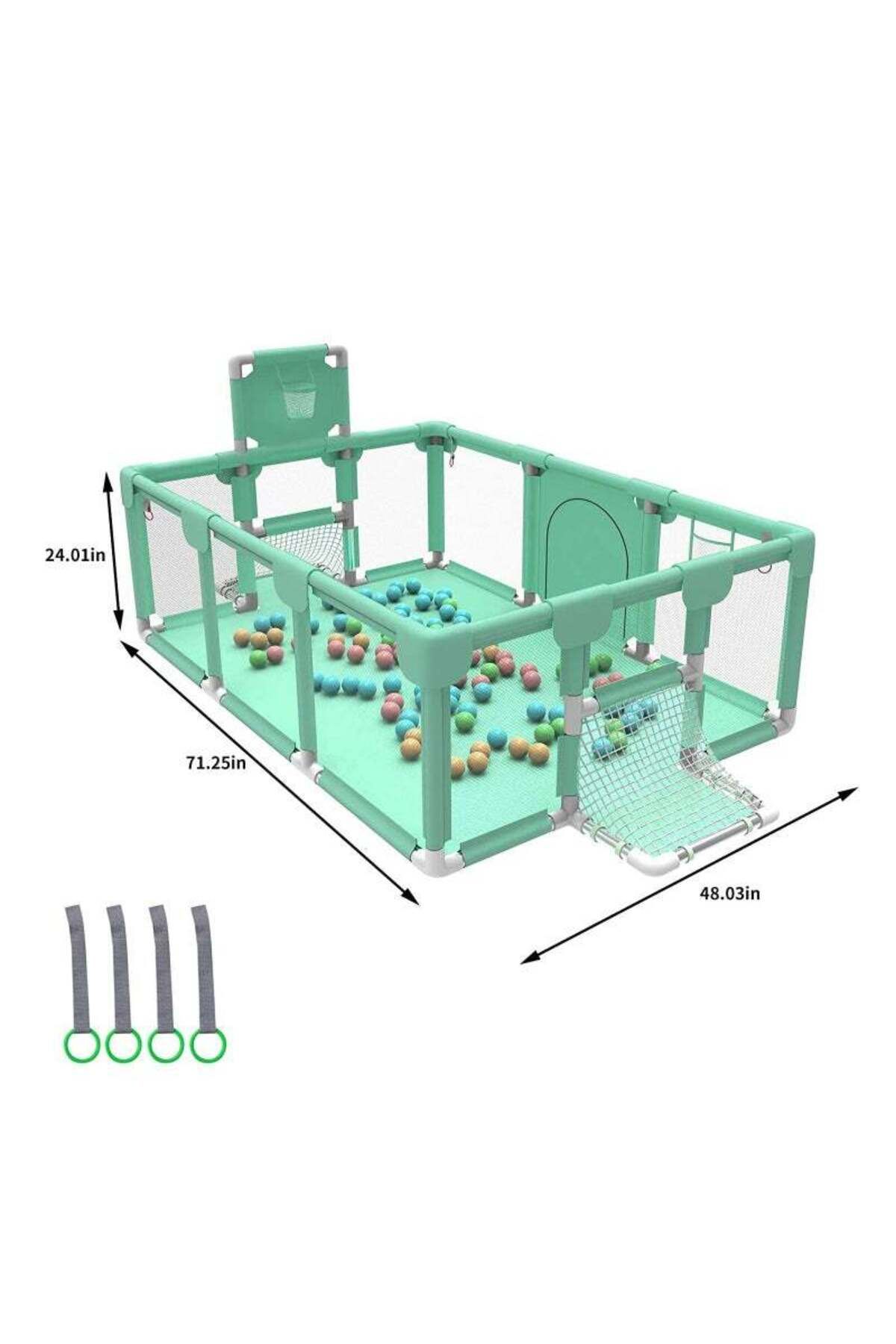 Yelajoy-Removable baby playpen,breathable mesh,safe and non-slip,360° wide angle,easy to install,green 4