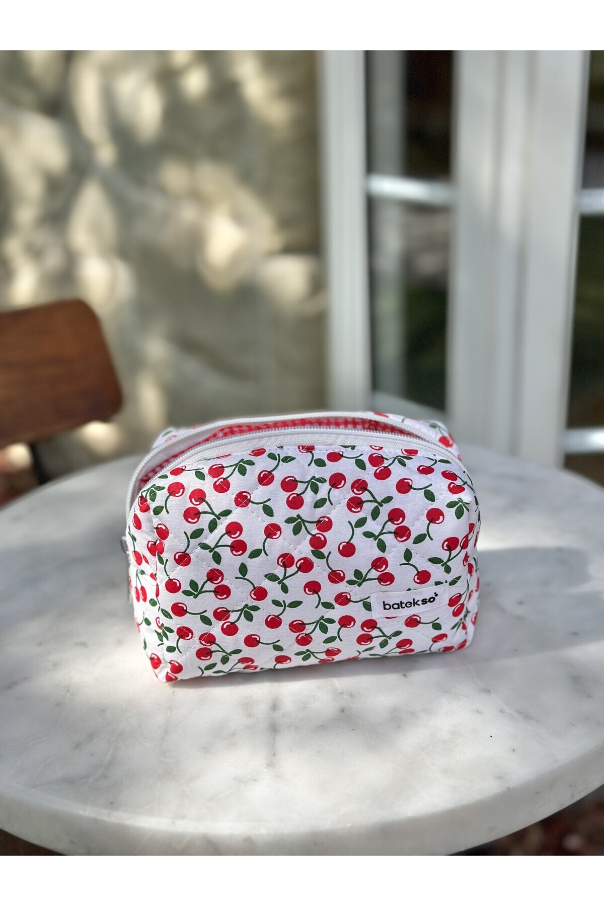 Mini Kiraz Desenli Makyaj Çantası - Orta Boy — قرمز YYPM1011 — تصویر 2 از 7
