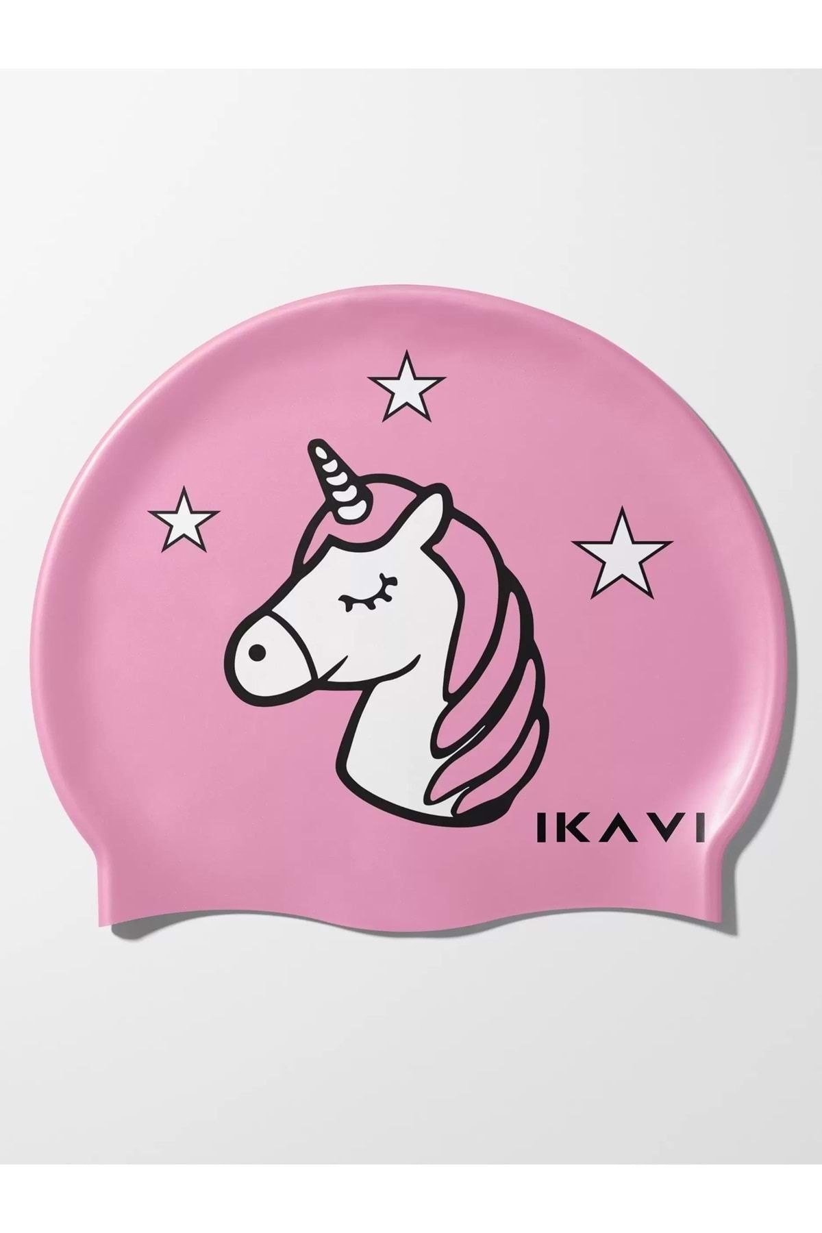 İKAVİ İKAVİ Pembe Unicorn Baskılı Silikon Deniz ve Havuz Bonesi