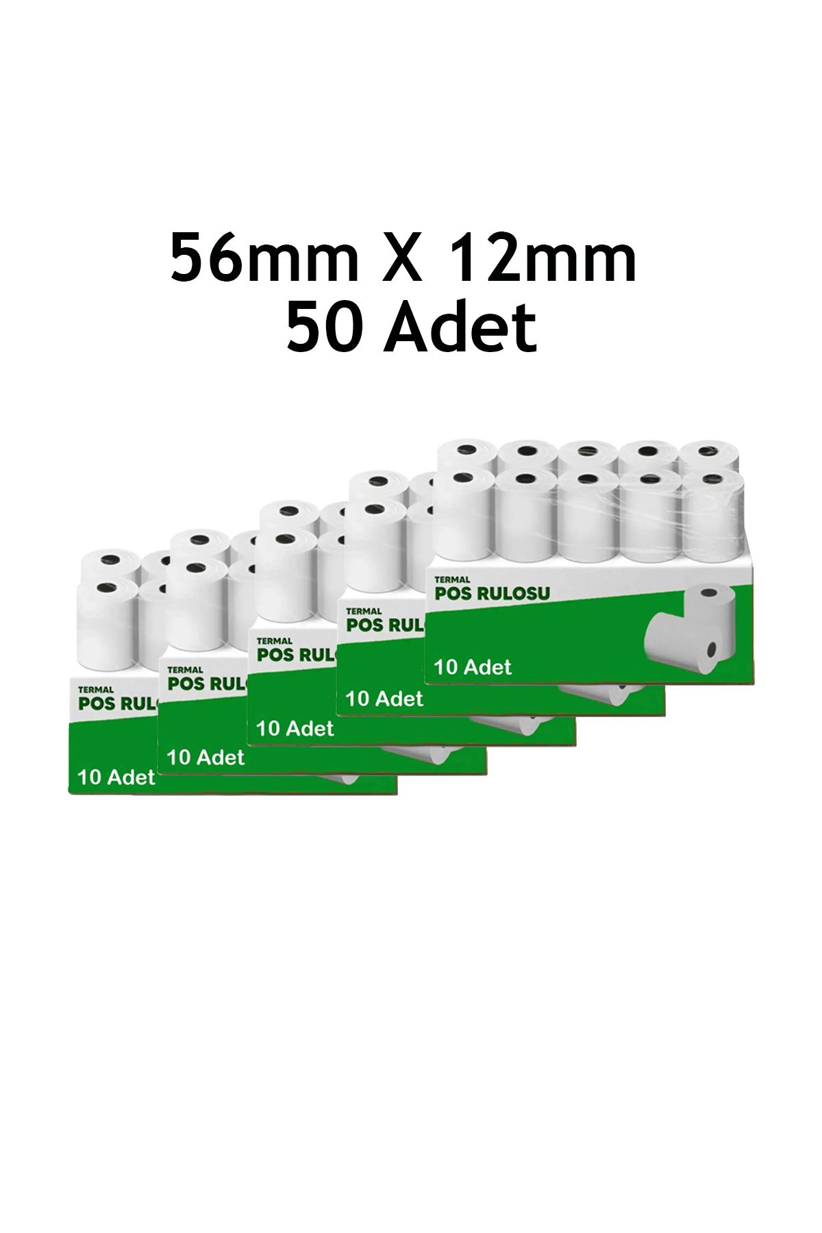 Merwish 56mm x 12m Termal POS Rulo Kağıt Termal Yazıcı ve Yazar Kasa İçin Uyumlu Net Baskı 5 Paket 50 Adet