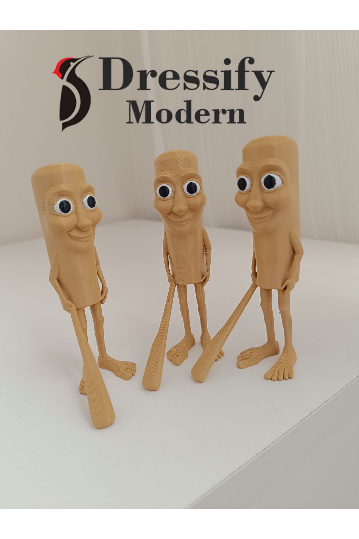 DRESSIFY MODERN TUNG TUNG TUNG SAHUR 3 ADET 10 CM SÜTLÜ KAHVE PLA DEKORATİF FİGÜR