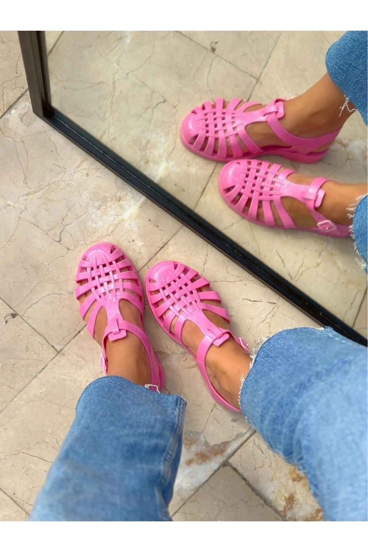 PLN SHOES Sandale Confortabile Pentru Femei Jelly Transparent Cataramă Femeie - 40