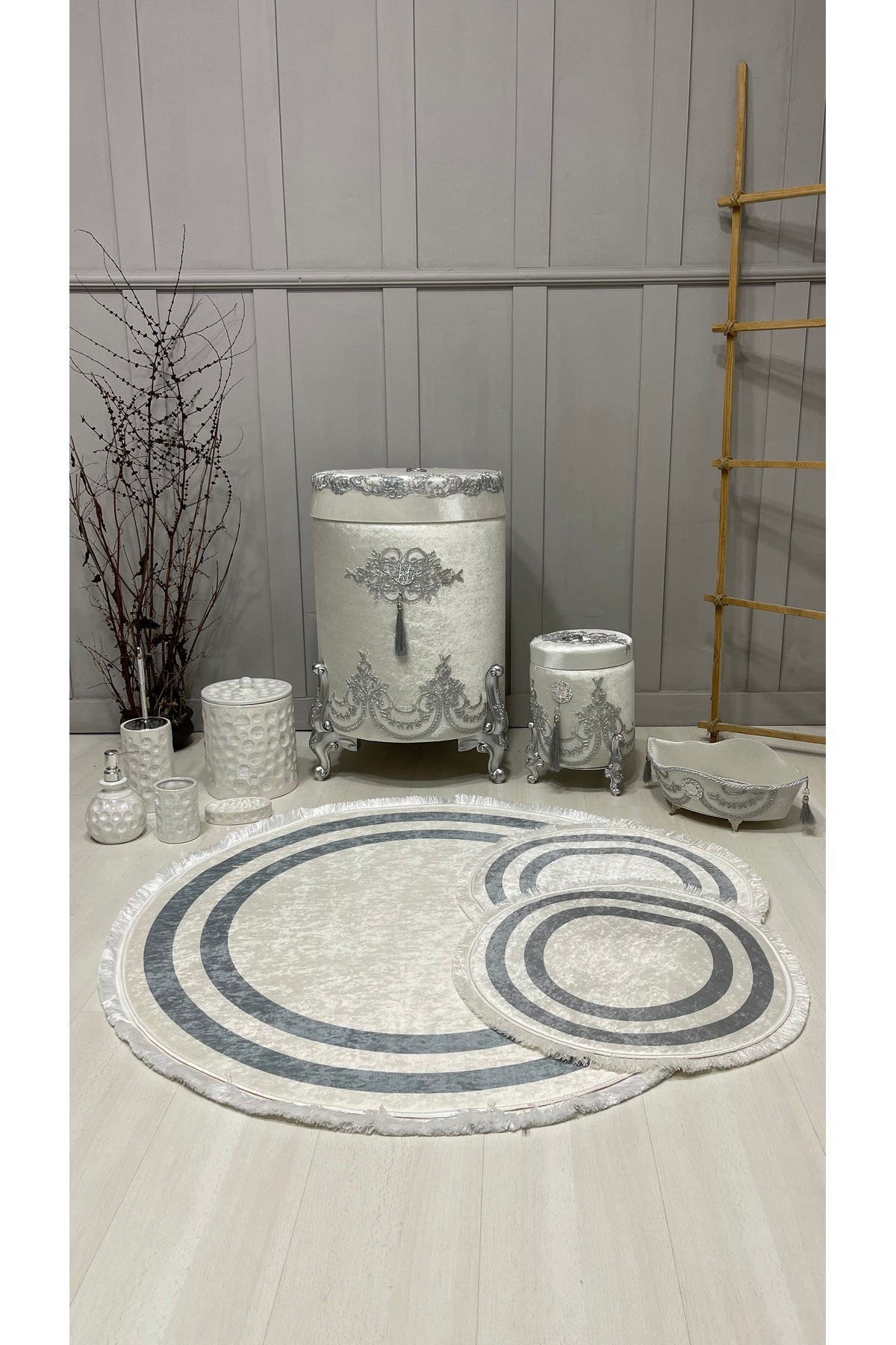 asra tasarım-Laundry Basket, Bathroom Rug, Bathroom Set, Mat 2