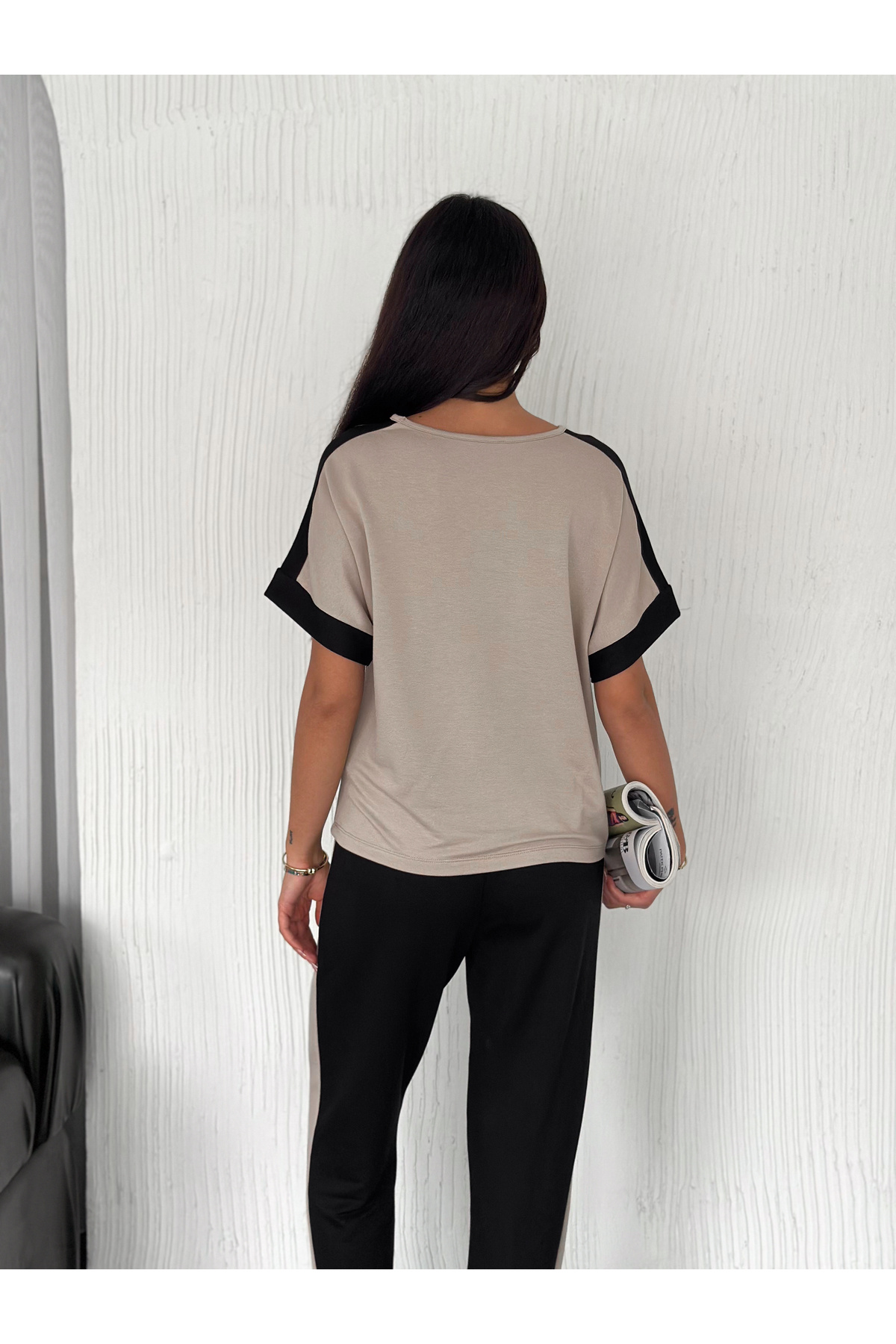 02Lady Fashion-Garnish Soft Texture Modal Fabric Tracksuit Set 7