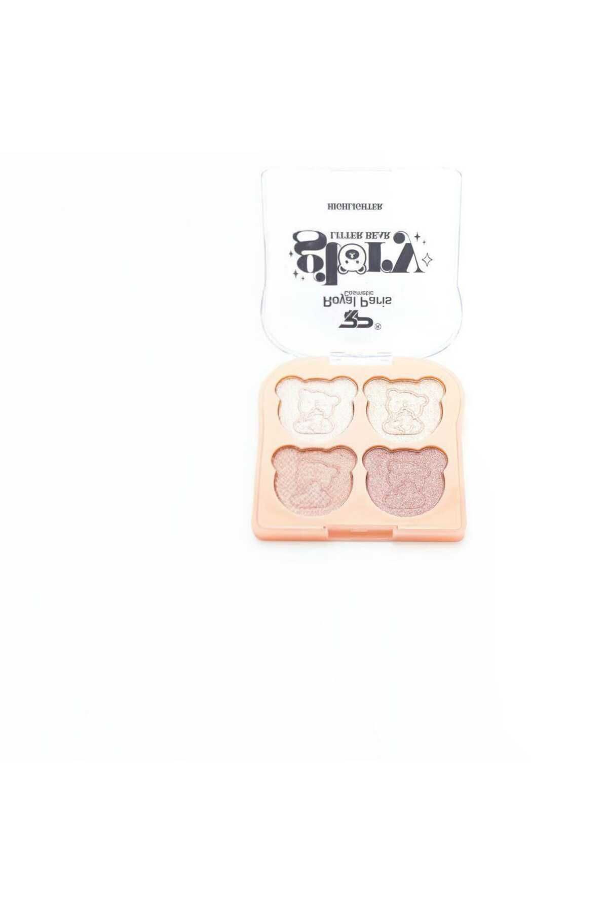 Qulaccia Professional Make-up Highlighter Paleti - Ayıcıklı Aydınlatıcı 4lü Palet