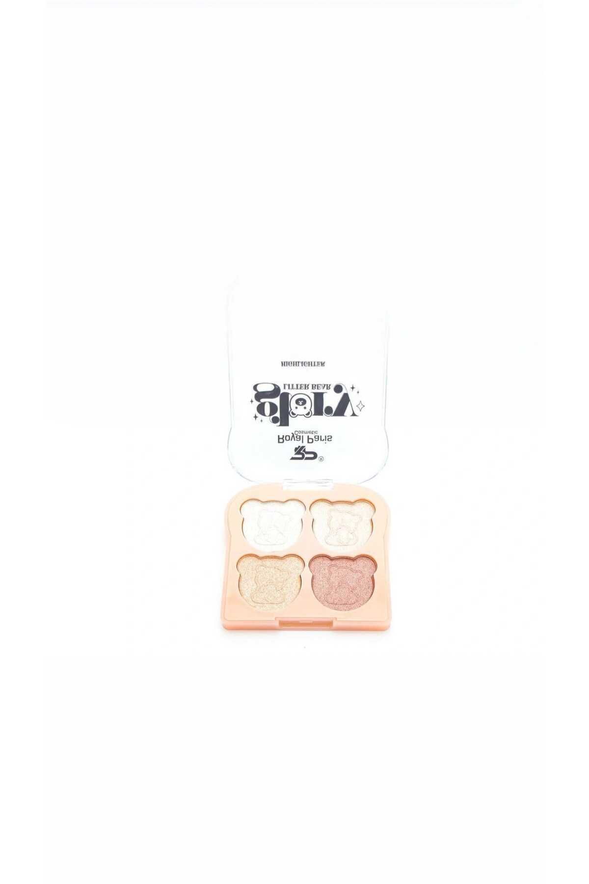 Qulaccia Professional Make-up Highlighter Paleti - Ayıcıklı Aydınlatıcı 4lü Palet