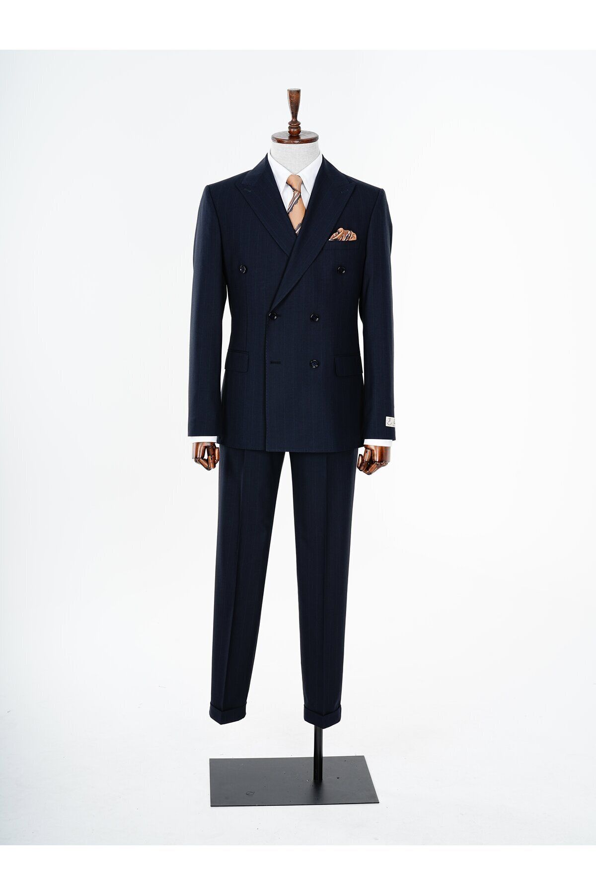 PAREZ-Premium Men's Double Breasted Striped Suit Slim Fit Italian Style Punto Stitched Jacket Pants 2