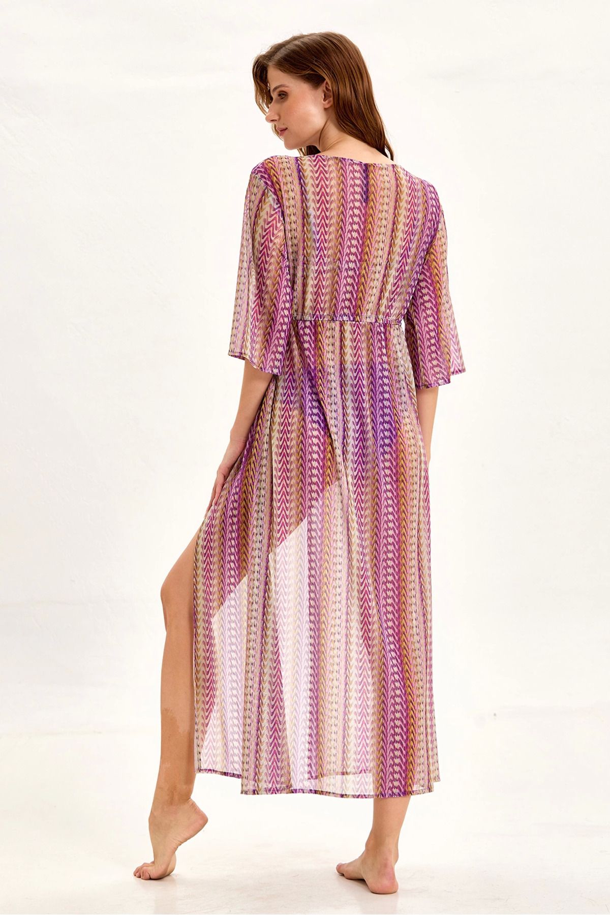 Acornbella Argento 2106-2079 Önü Açık Uzun Kaftan