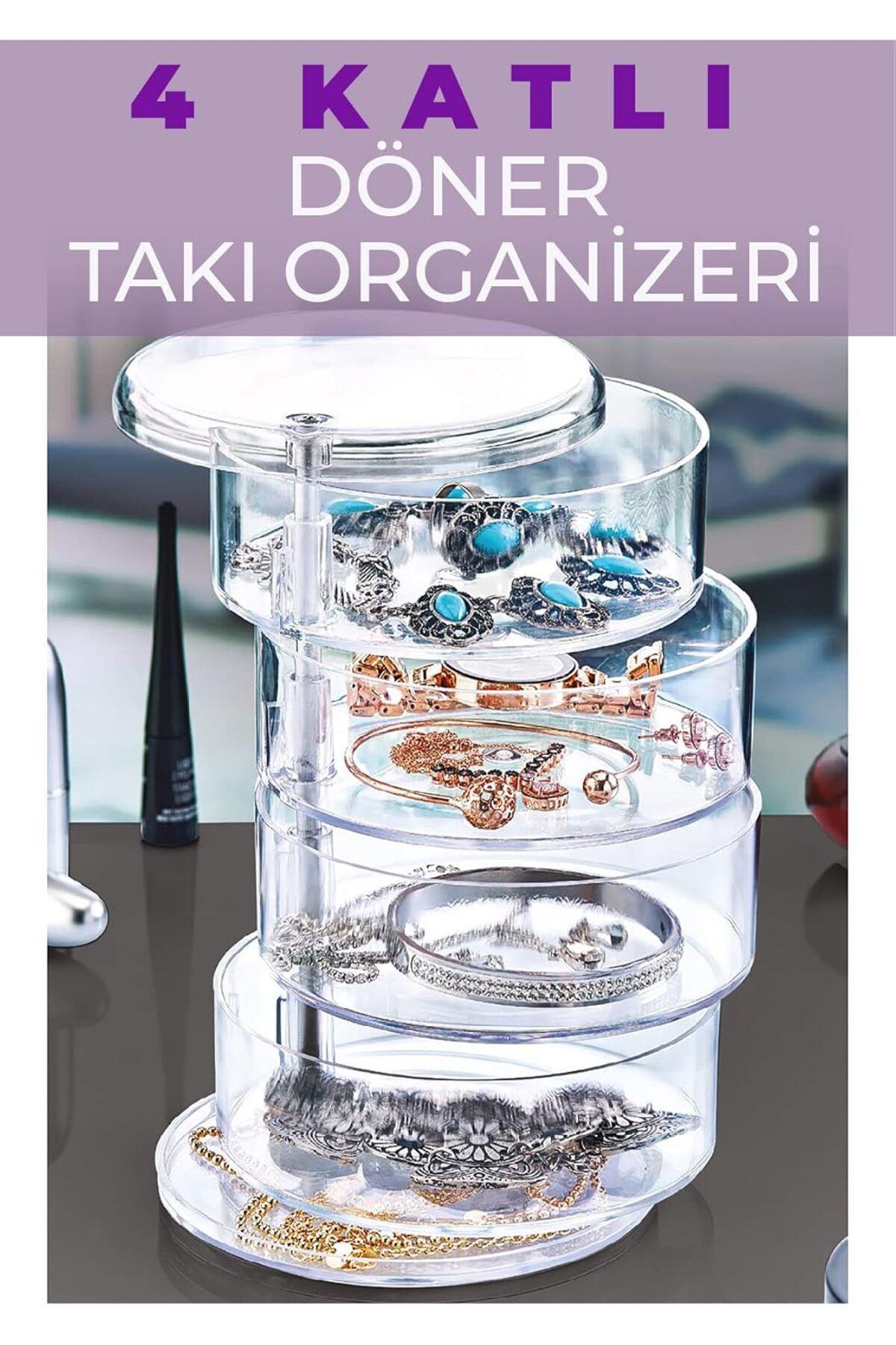 KDROĞLU KDROGLU 4 Katlı Döner Takı Organizeri New Desing 1109836