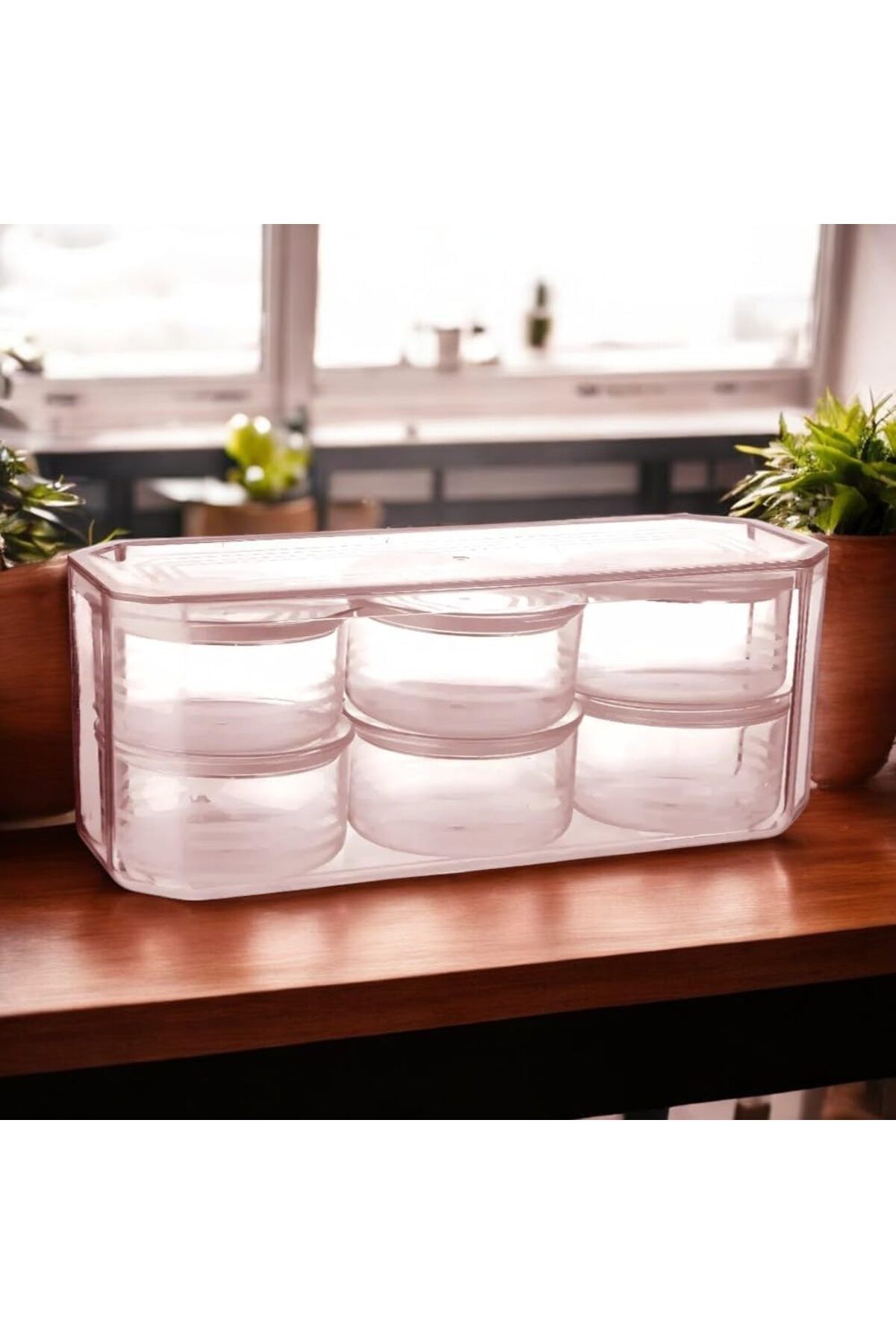 KDROĞLU KDROGLU Parça Kristal Plastik Kahvaltılık Kuruyemişlik Saklama Kabı Set, 28 x 10 x 11 cm Saklam