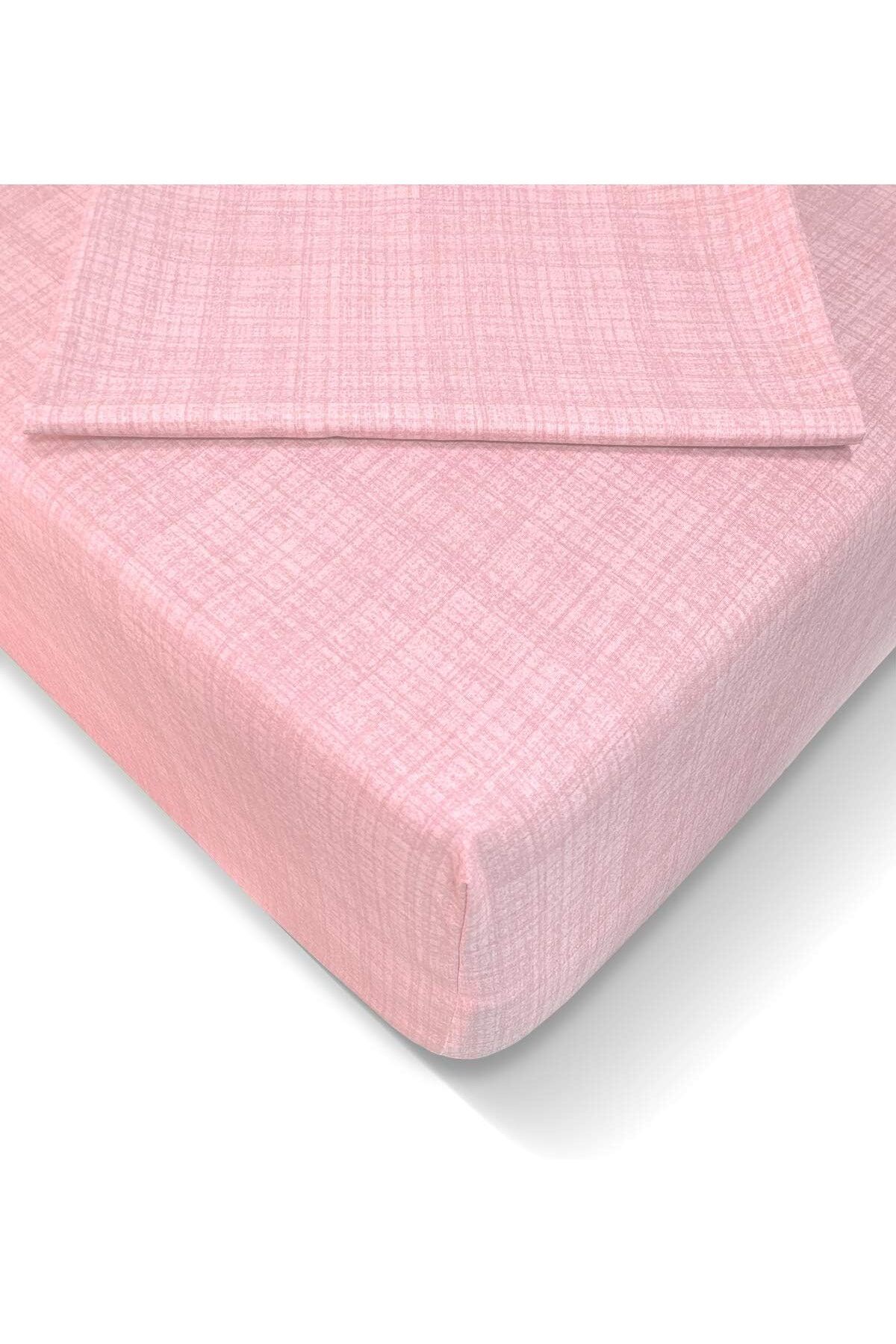 KDROĞLU KDROGLU Turca AT7605 Ranforce 120x200cm Lastikli Çarşaf Seti, Toz Pembe New Desing 1109836