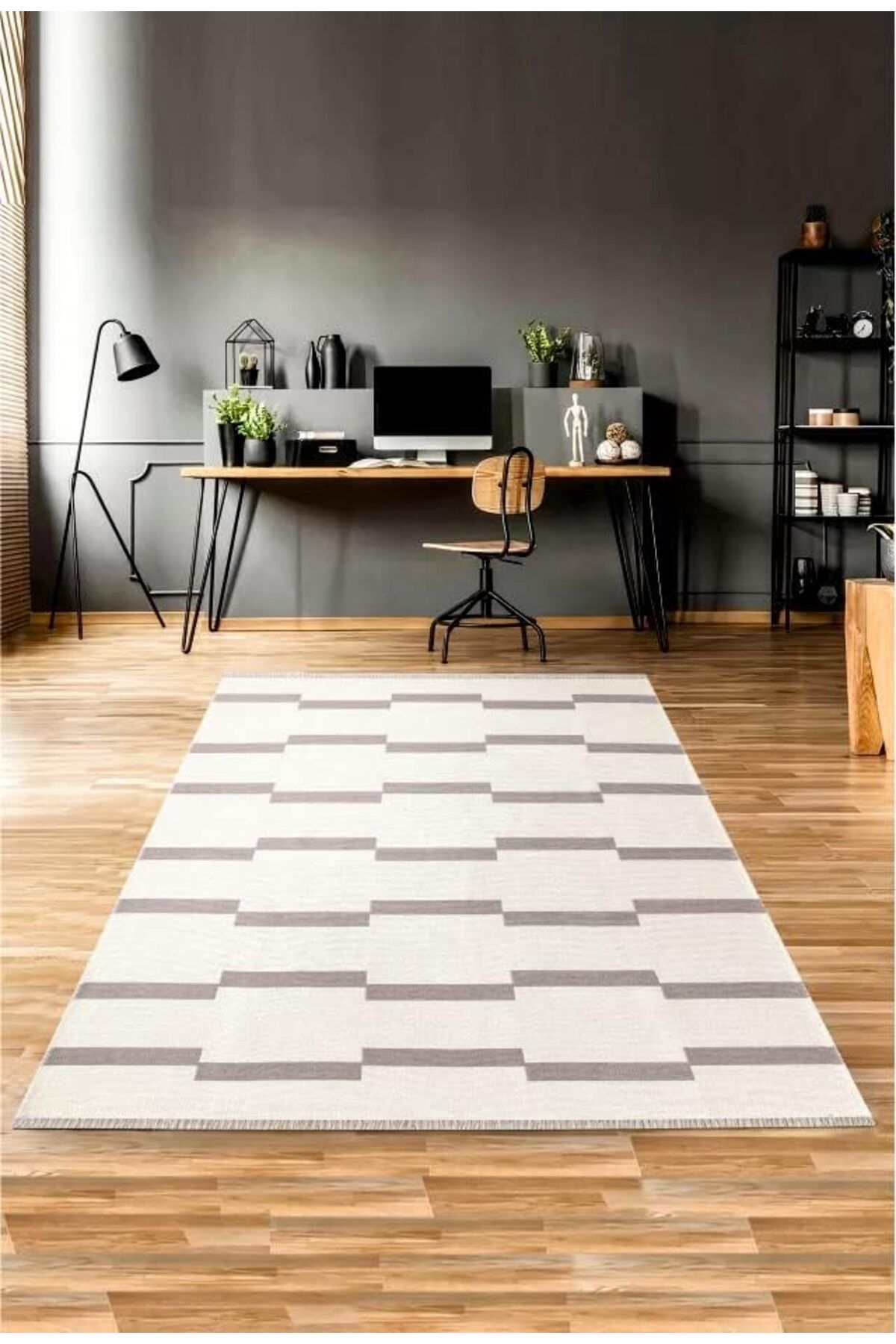 DERİK KADROĞLU HOME Çift Taraflı Makinada Yıkanabilir Modern Desenli Dokuma Kilim Karessa 5 (120x170)