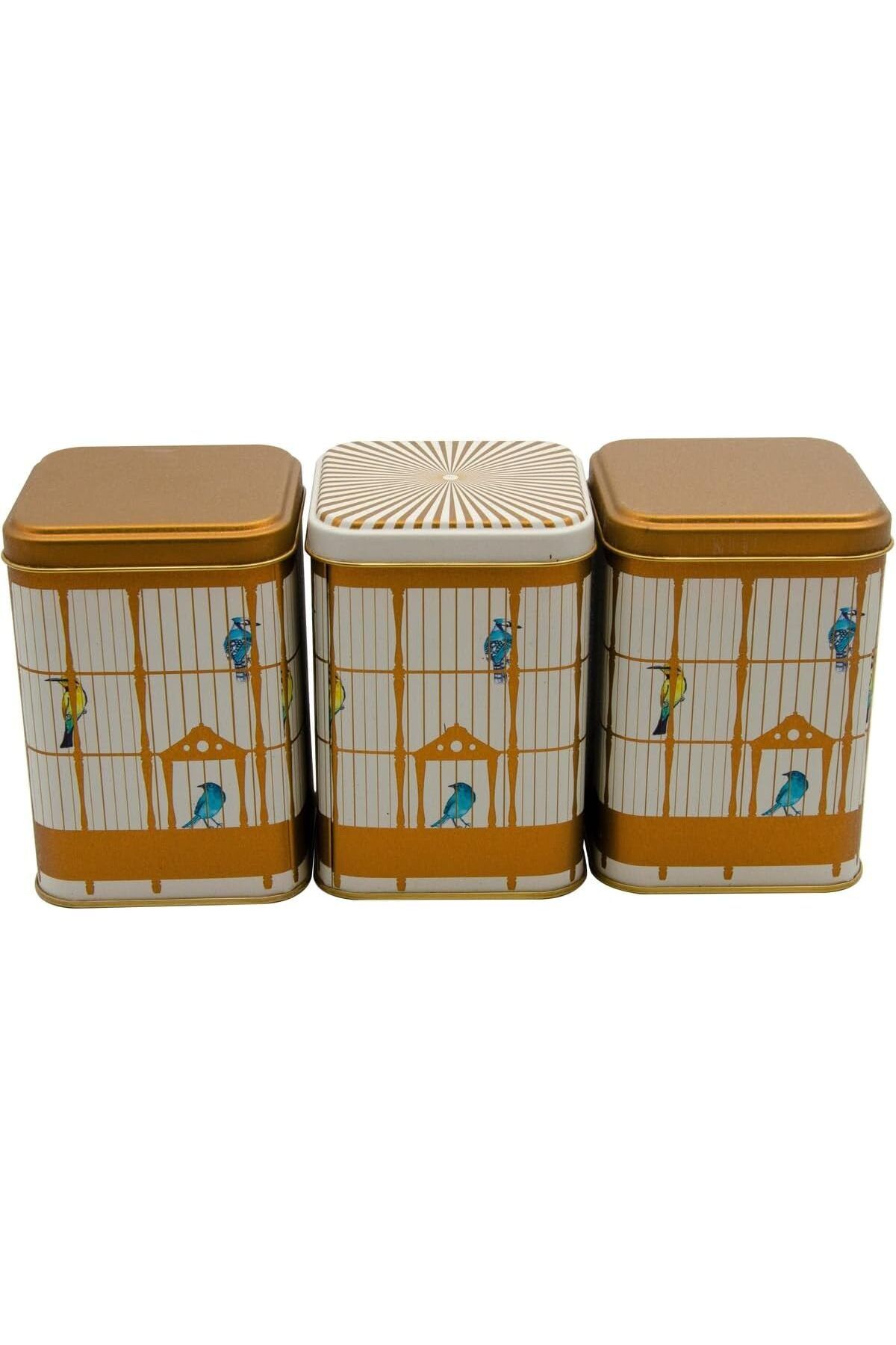 ÇAĞUR çağur Kare Metal Saklama Kabı 87x87x125, 3 Lü Set, Bird Cage (Bird Cage) YENİ 1109945