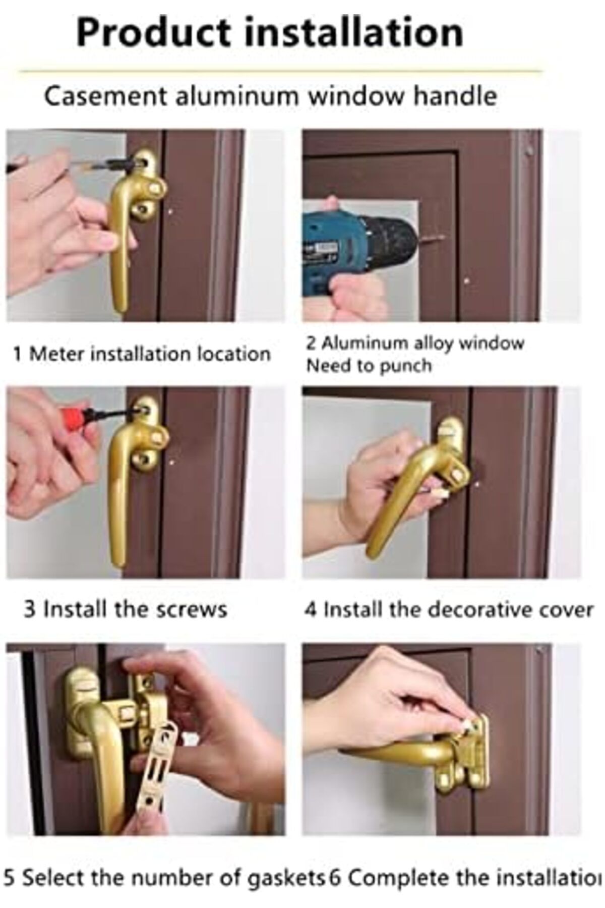 KAFENDA-Aluminum Alloy Window Handle, Internal and External Sliding Door Handle, Suspended Window Ha 6