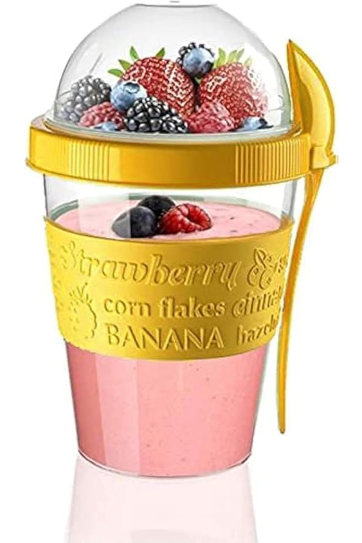 KDROĞLU KDROGLU Go Kapaklı Kaşıklı Yoğurt ve Diyet Kabı 600 Ml (Sarı) New Desing 1109836