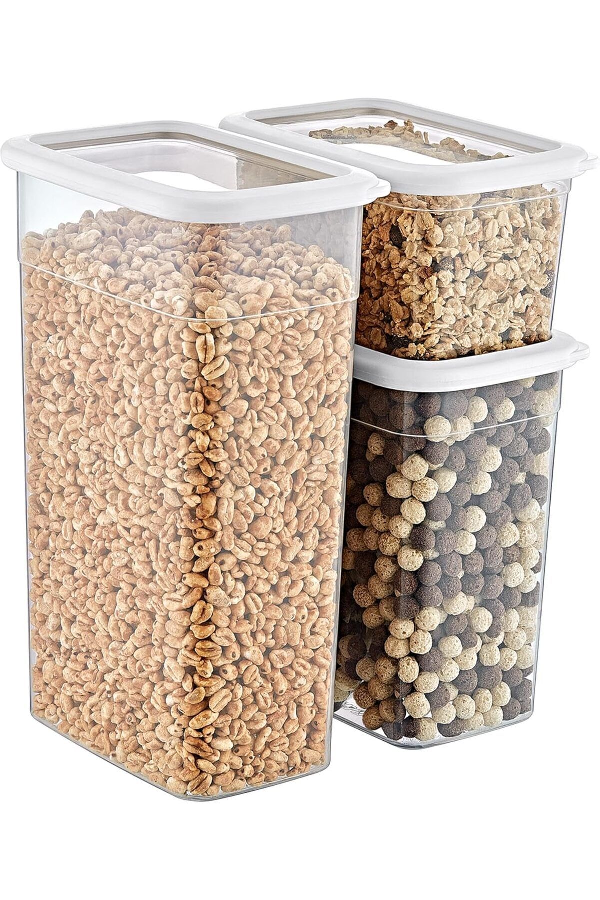 KDROĞLU KDROGLU 4'Lü Set Skali Dikdörtgen Saklama Kabı Beyaz (4'şer adet 1210 ml, 2350 ml, 3500 ml) New