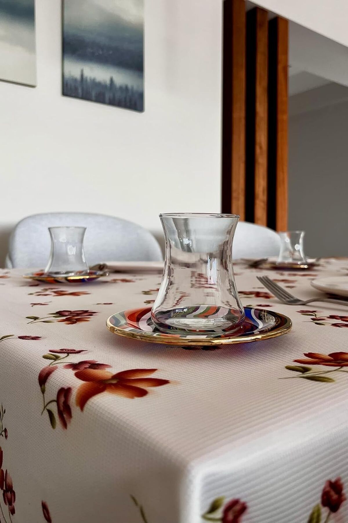 KDROĞLU plamystical & LAUREL Baskılı Yıkanabilir Masa Örtüsü Mutfak Bahçe Piknik Masa Örtüsü K