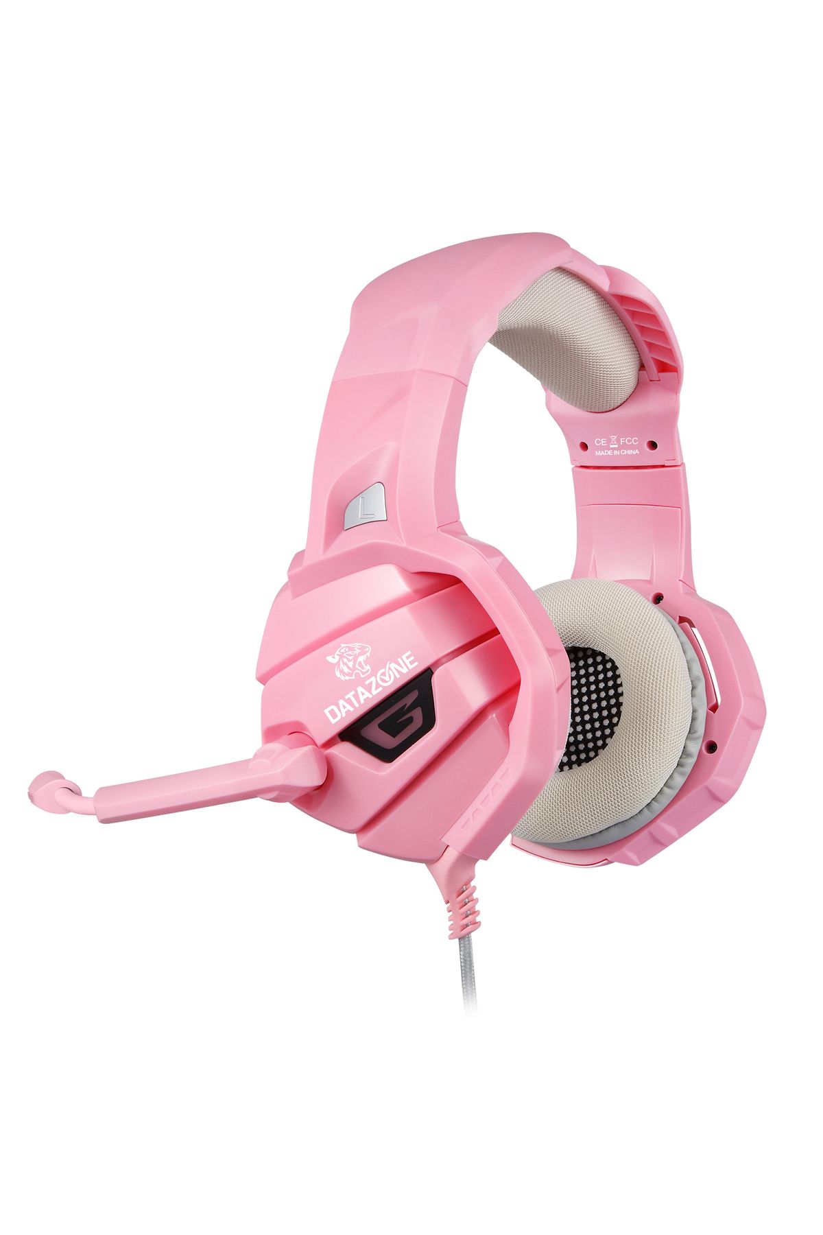 Datazone-DZ-K5 Gaming Headset with adapter, pink, wired, clear sound, noise isolation, 3