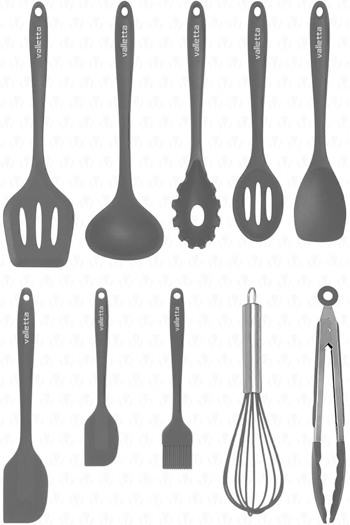 KDROĞLU KDROGLU Salvatore Isıya Dayanıklı Yanmaz Yapışmaz Silikon Spatula Seti 10 Parça Gri Vlt1118 Ne