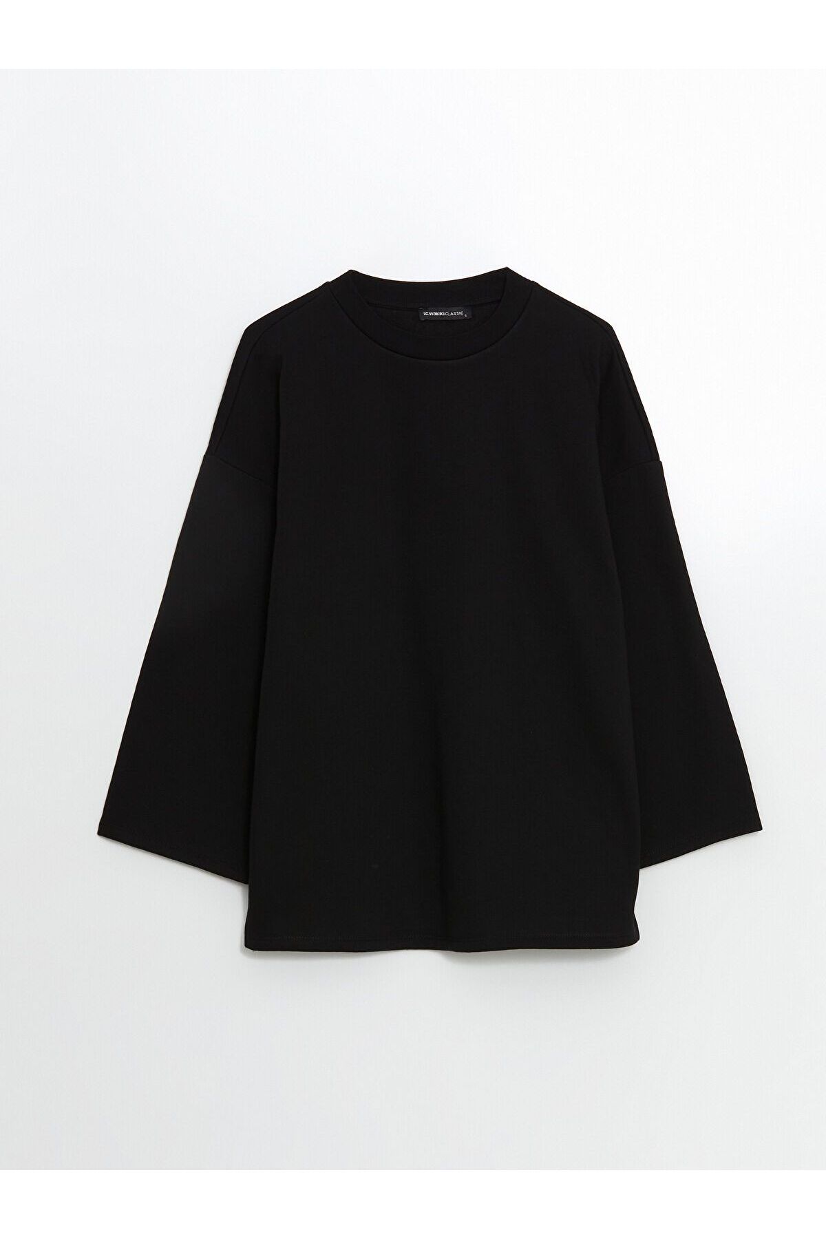 LC Waikiki Bisiklet Yaka Oversize Kadın Kalın Sweatshirt Tunik