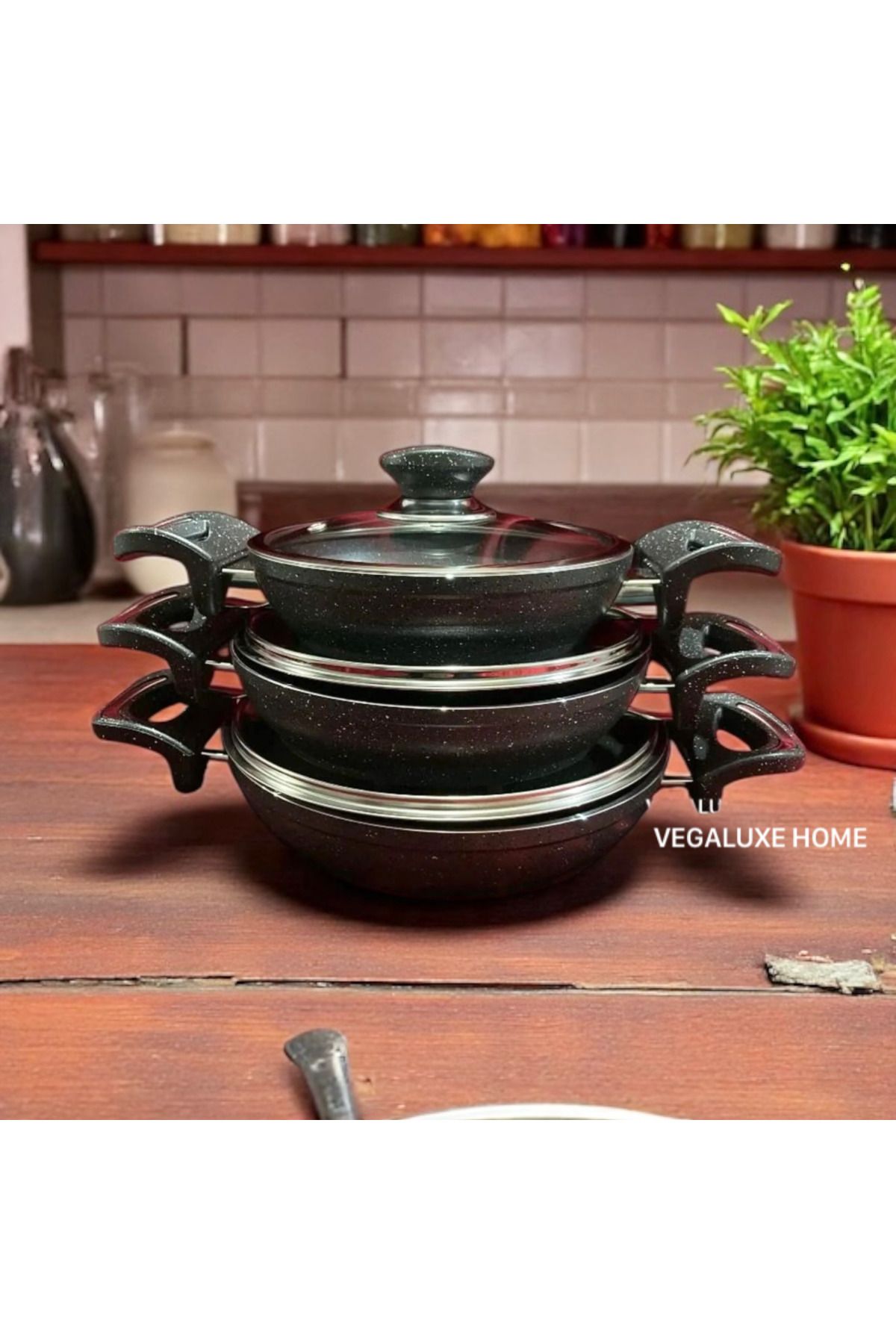 FMS Lüx Granit Omlet Set 6 Parça Gri