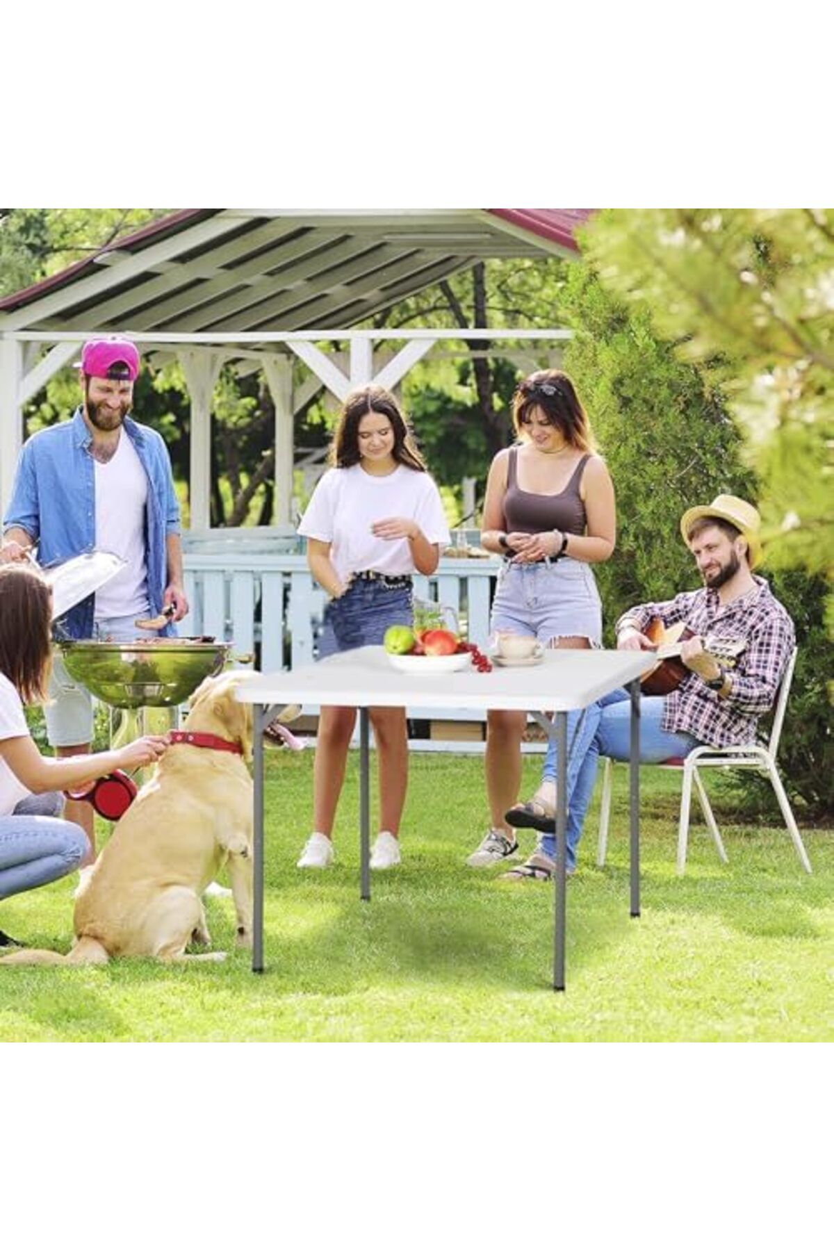 MAPLE HOME DECORATION-Plastic Folding Table Portable Trestle Multi-purpose Dining Camp Picnic Party Event Table 88*88cm 4