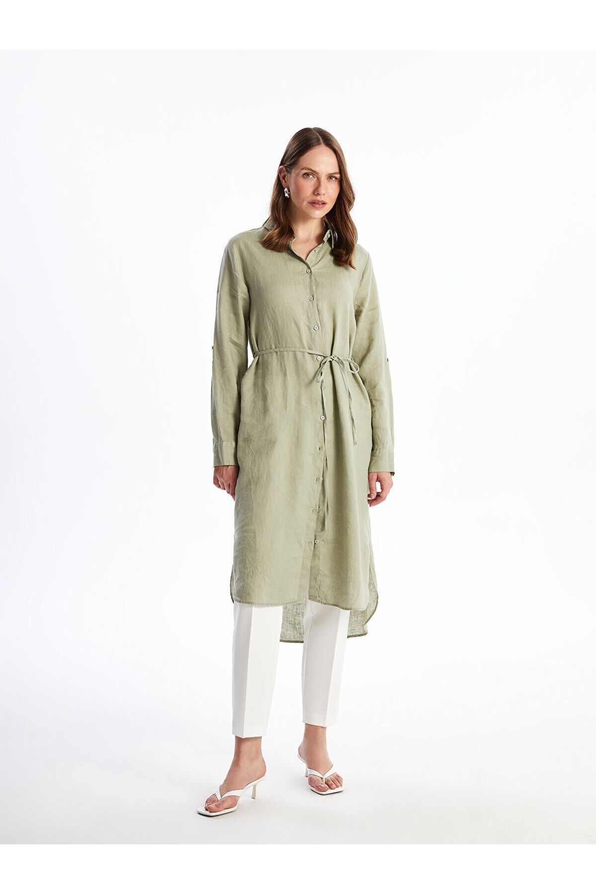 LC Waikiki Oversize Keten Kadın Gömlek Tunik