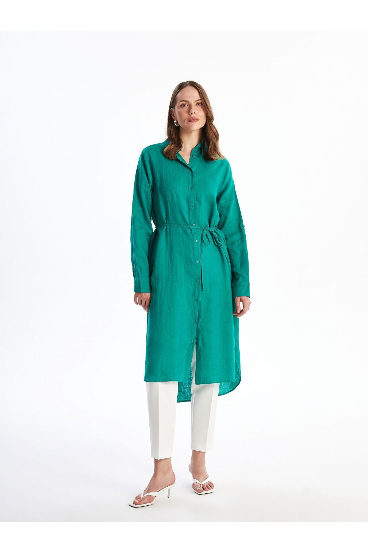 LC Waikiki Oversize Keten Kadın Gömlek Tunik