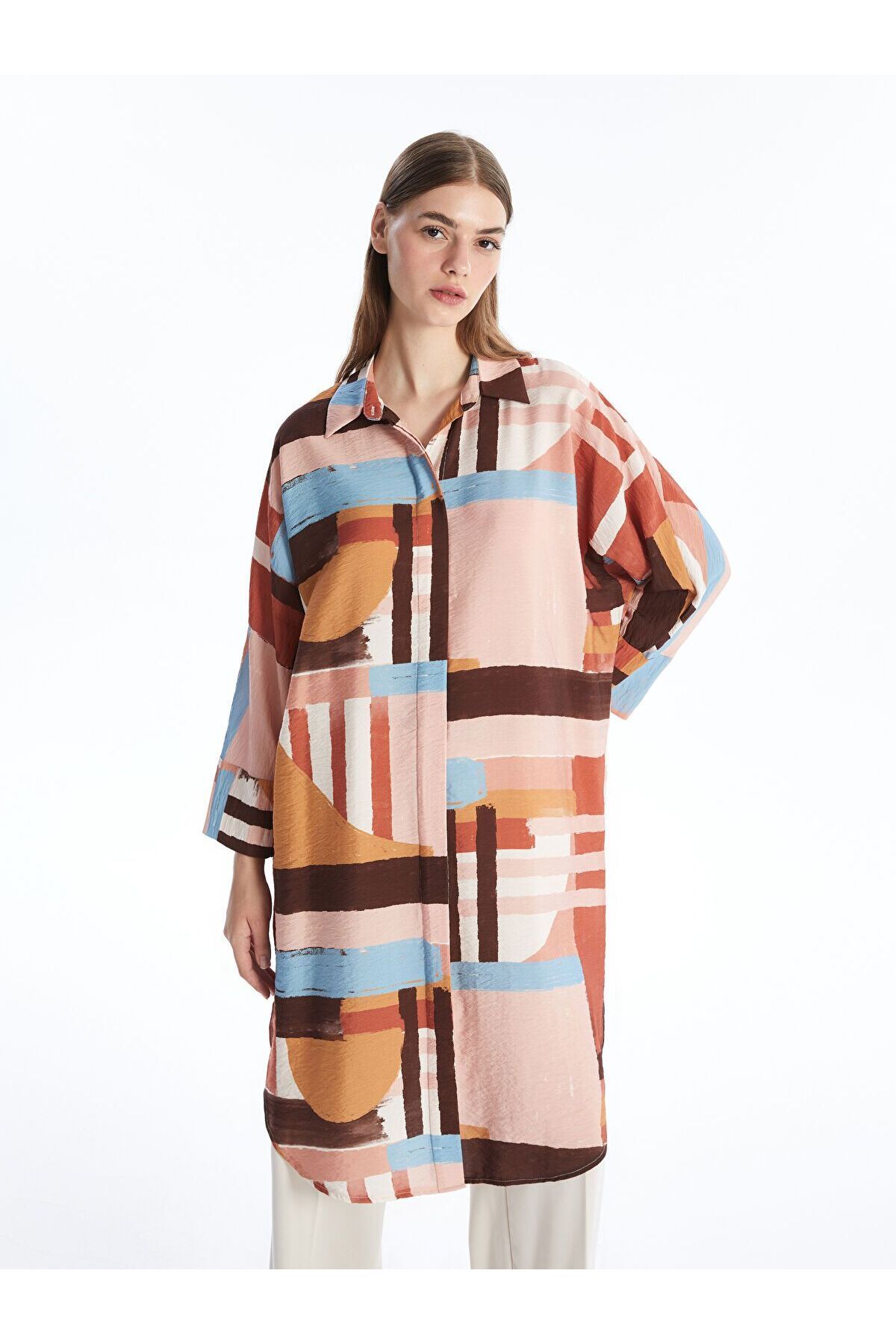 LC Waikiki Desenli Oversize Kadın Gömlek Tunik